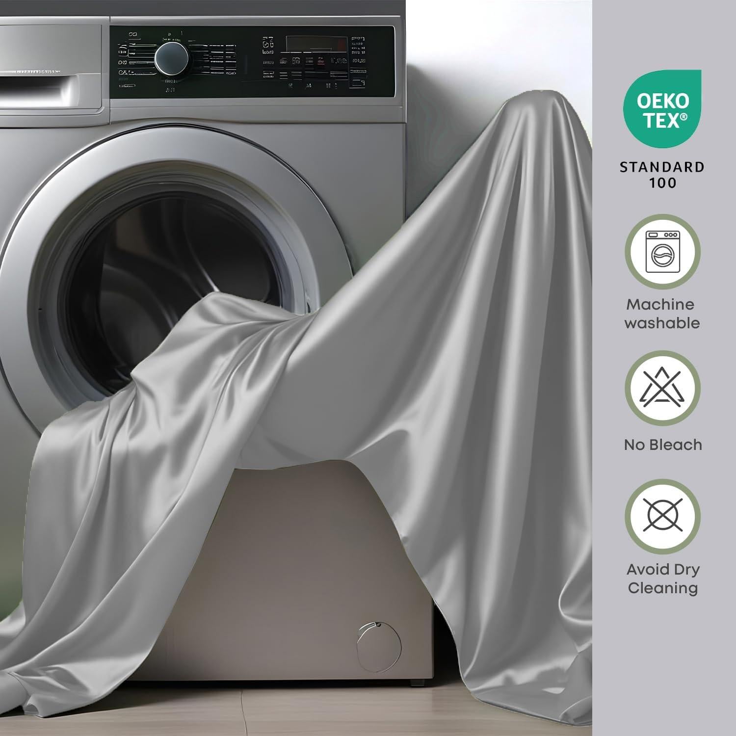 Juego de Sábanas King Size Linenwalas 100% Viscosa Bambú Plata