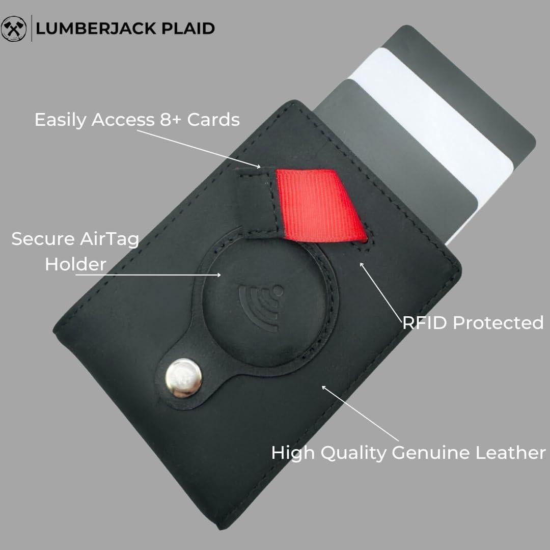 Billetera Bifold de Cuero Genuino Lumberjack para AirTag - RFID