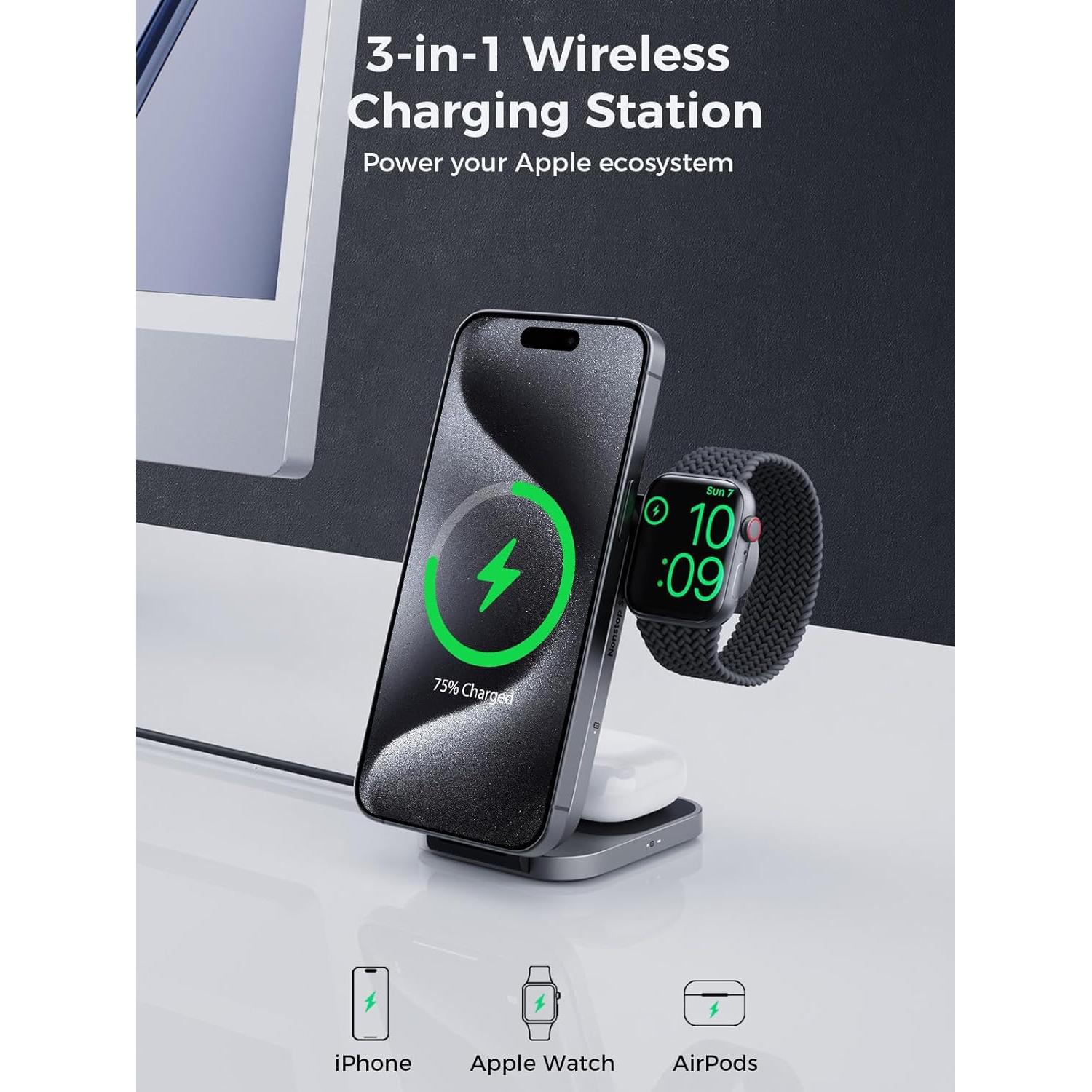 Estación de Carga 3 en 1 AMEGAT MagFusion Z 15W para iPhone