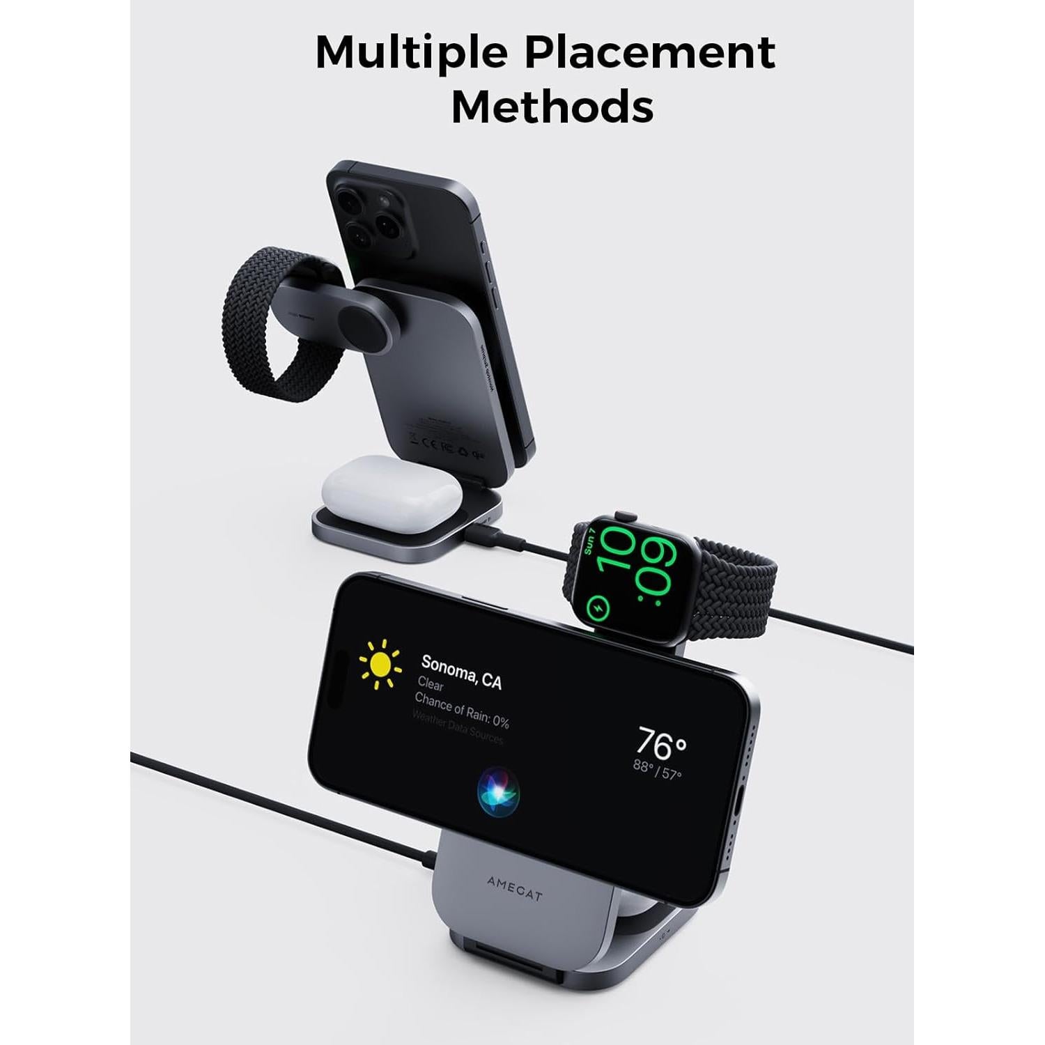 Estación de Carga 3 en 1 AMEGAT MagFusion Z 15W para iPhone