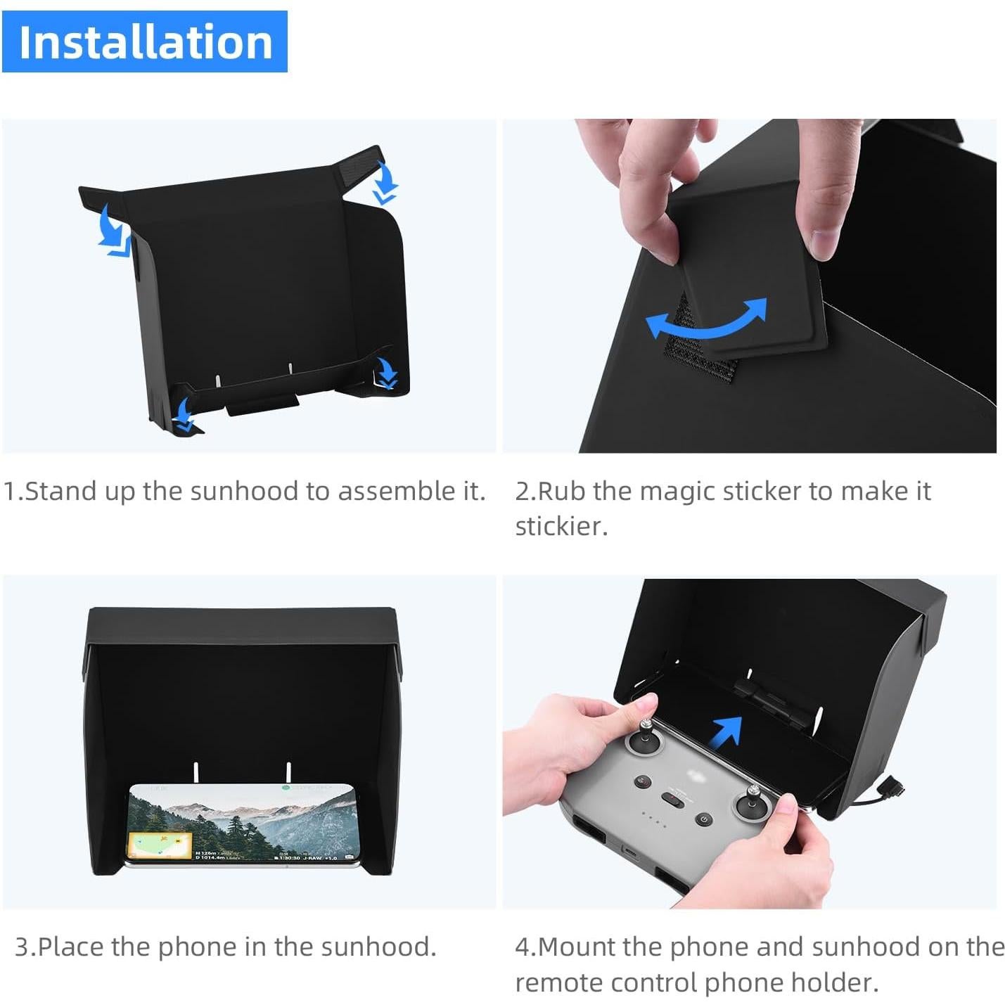 Capota Solar HeiyRC para Drones DJI Mini 2/3/Air 3 - Anti-reflejo