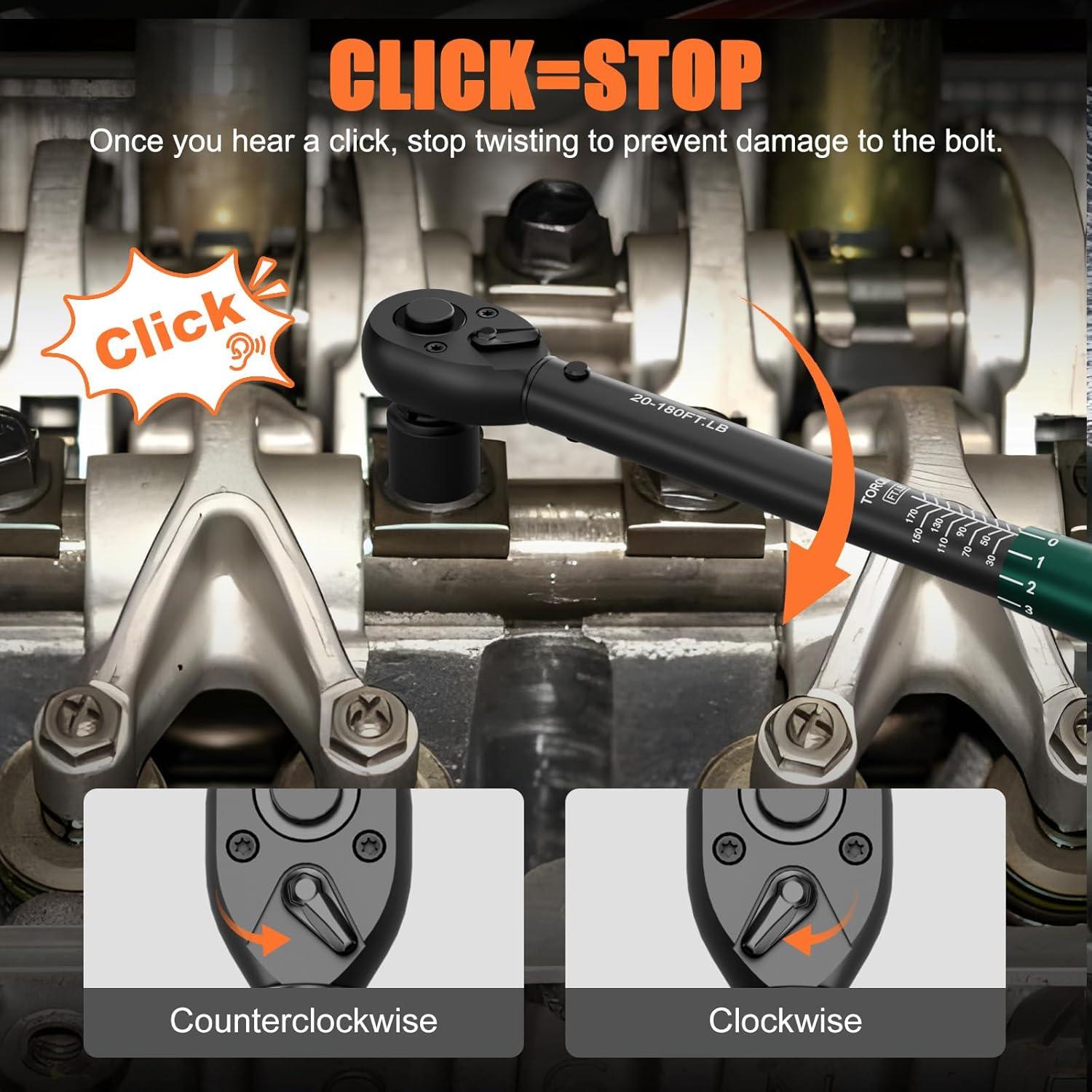 Llave de Torque 1/2" NADOKHI 20-180 lb.pie (27.1-243.8 Nm)