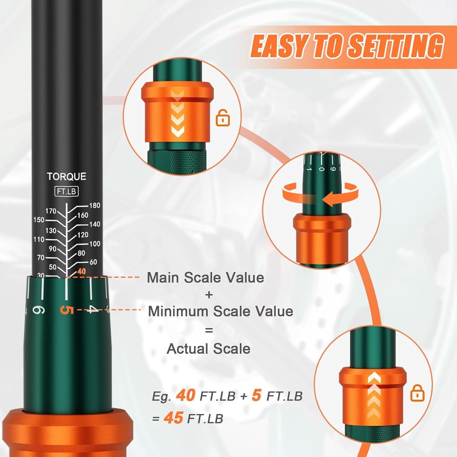 Llave de Torque 1/2" NADOKHI 20-180 lb.pie (27.1-243.8 Nm)