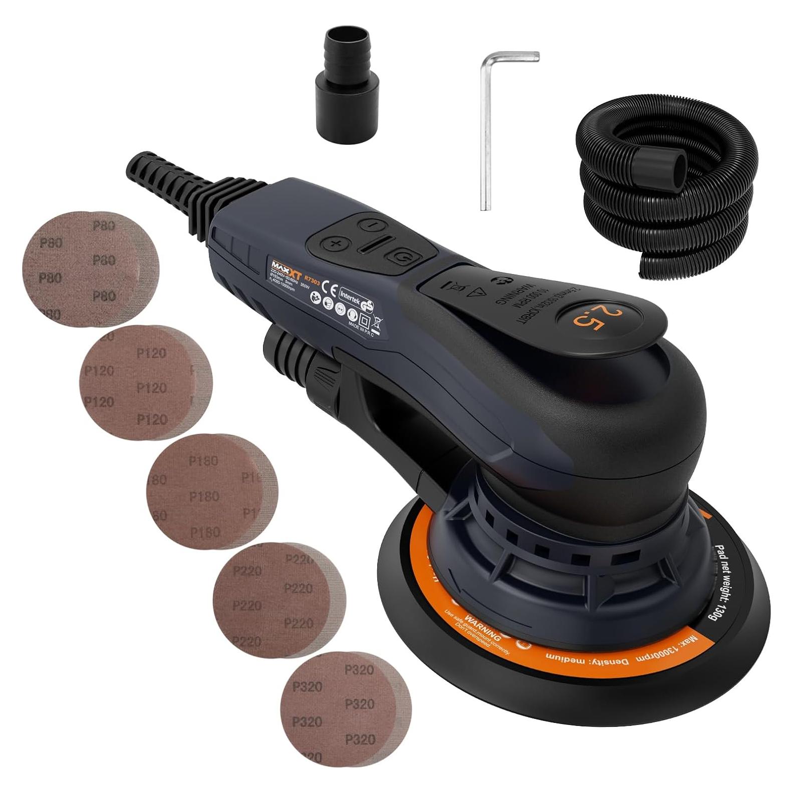 Lijadora Orbital Aleatoria MAXXT 350W 2.5mm con Velocidad Variable