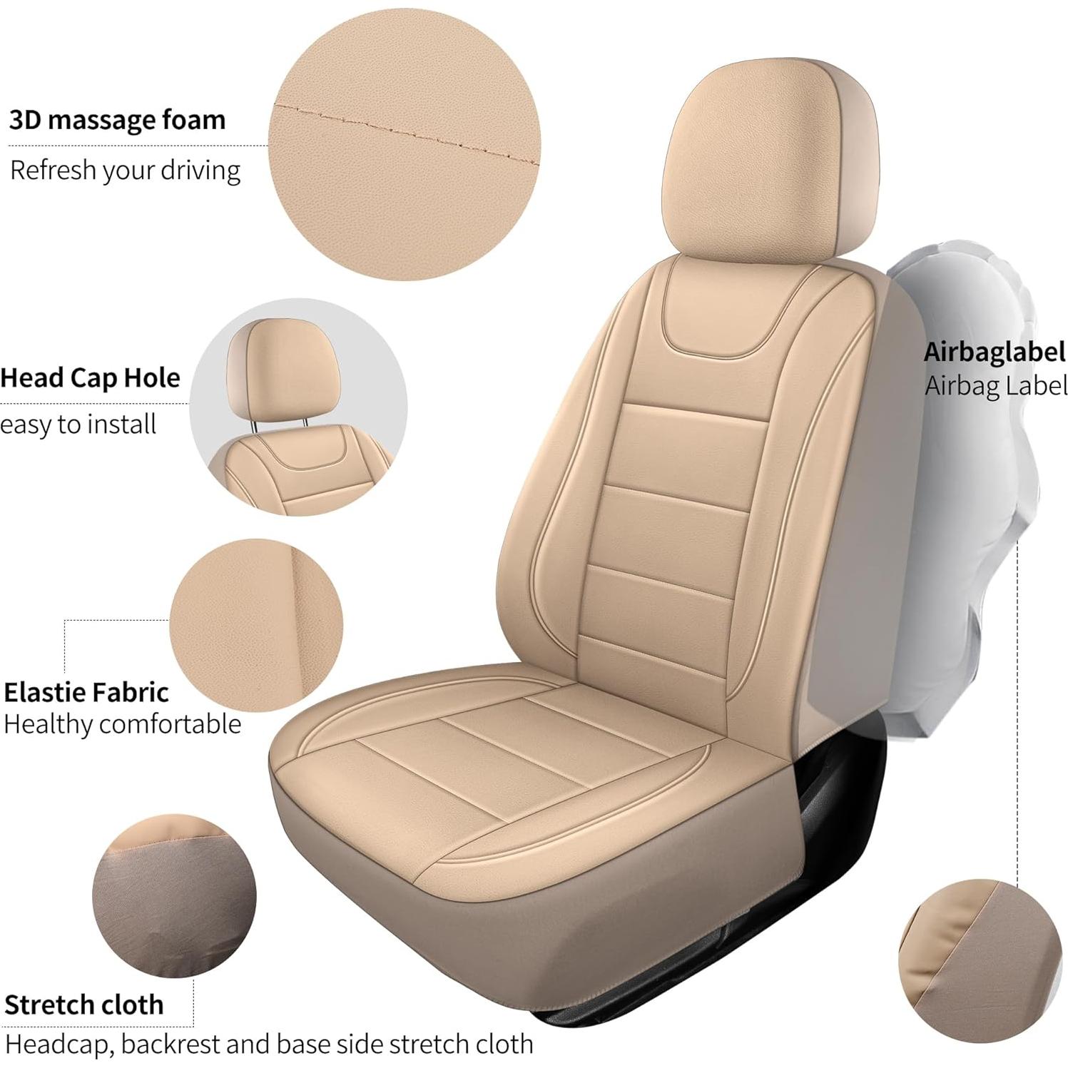 Fundas de Asiento de Coche HChengkikz KZ-4 Beige Impermeables