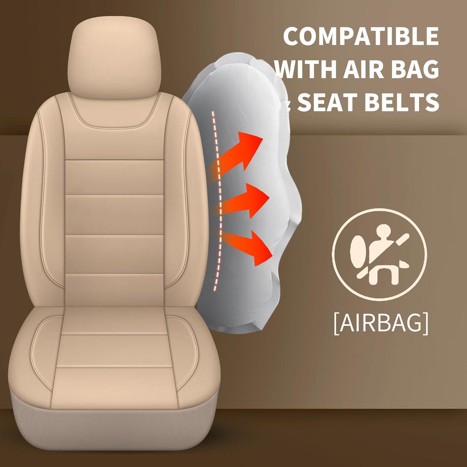 Fundas de Asiento de Coche HChengkikz KZ-4 Beige Impermeables