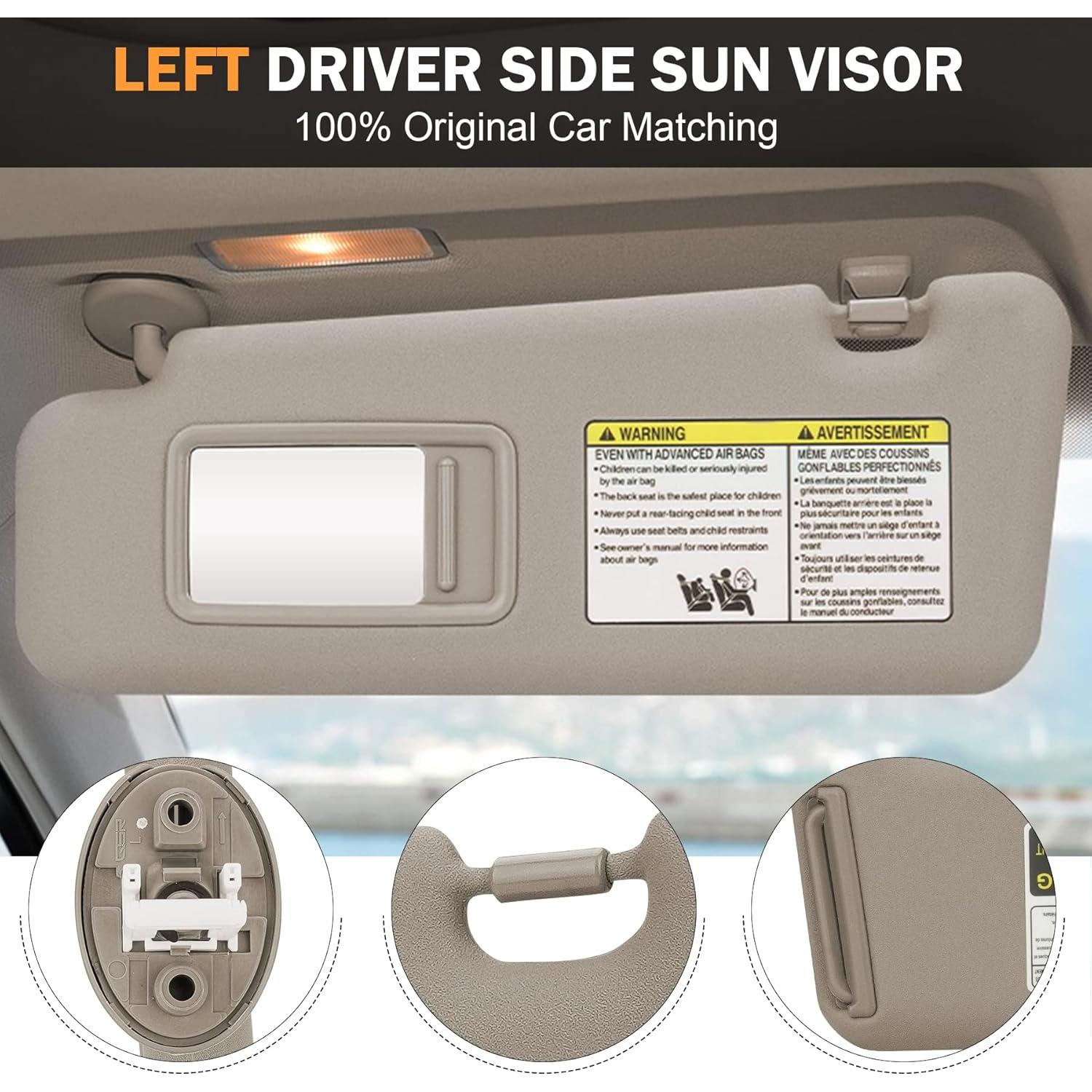 Visera Lateral Izquierda TadaMark Beige con Luz para Toyota Highlander 2008-2013