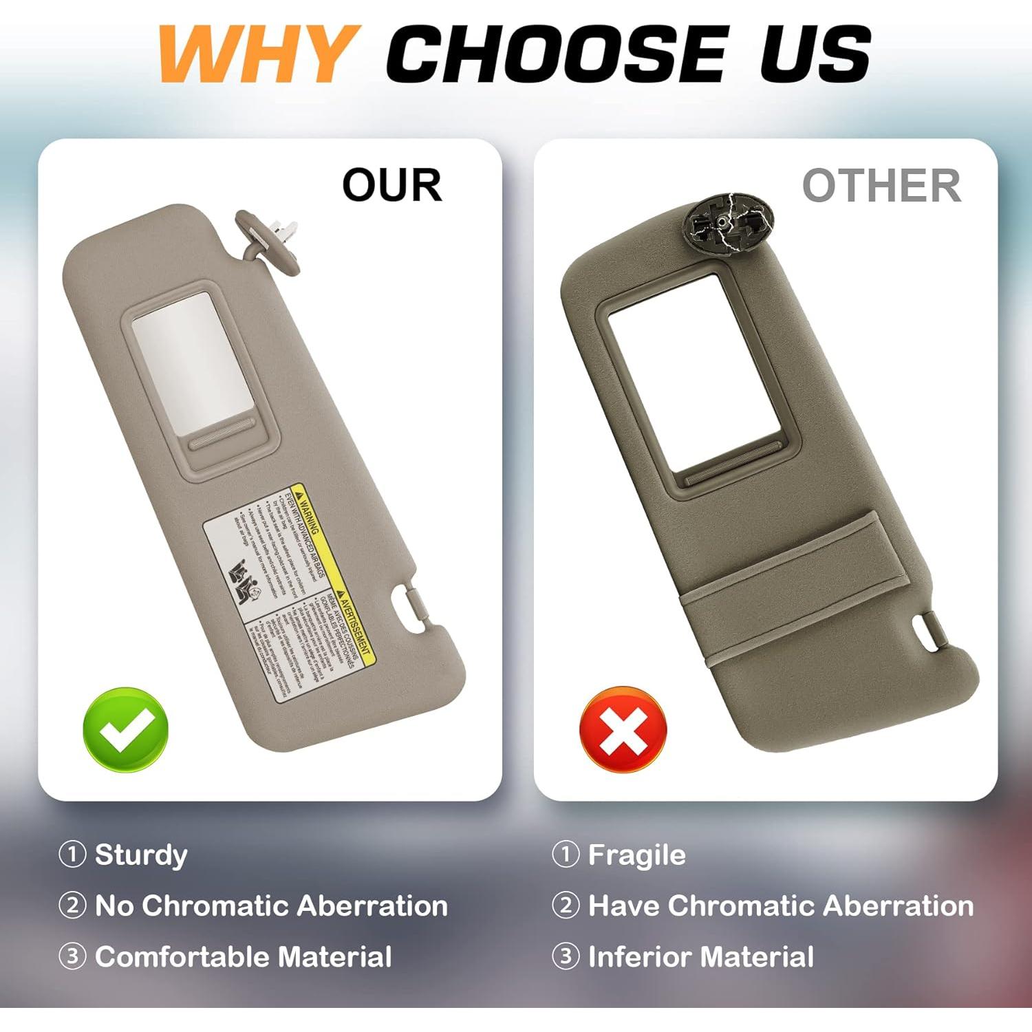 Visera Lateral Izquierda TadaMark Beige con Luz para Toyota Highlander 2008-2013