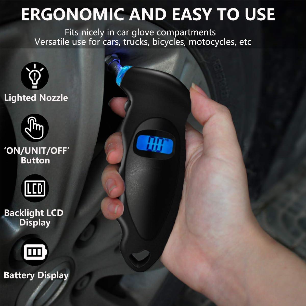 Medidor Digital de Presión de Neumáticos Kewucn 10.34 bar