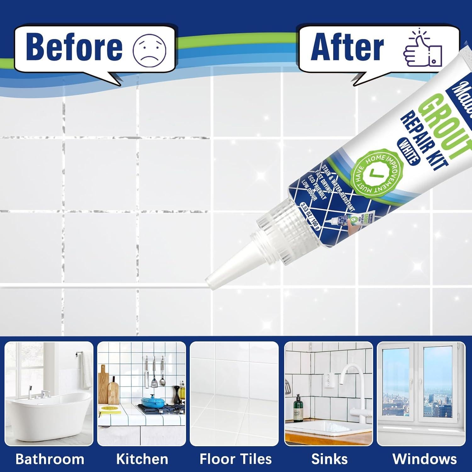 Kit de Reparación de Lechada de Azulejos Mallbaola 200g Blanco