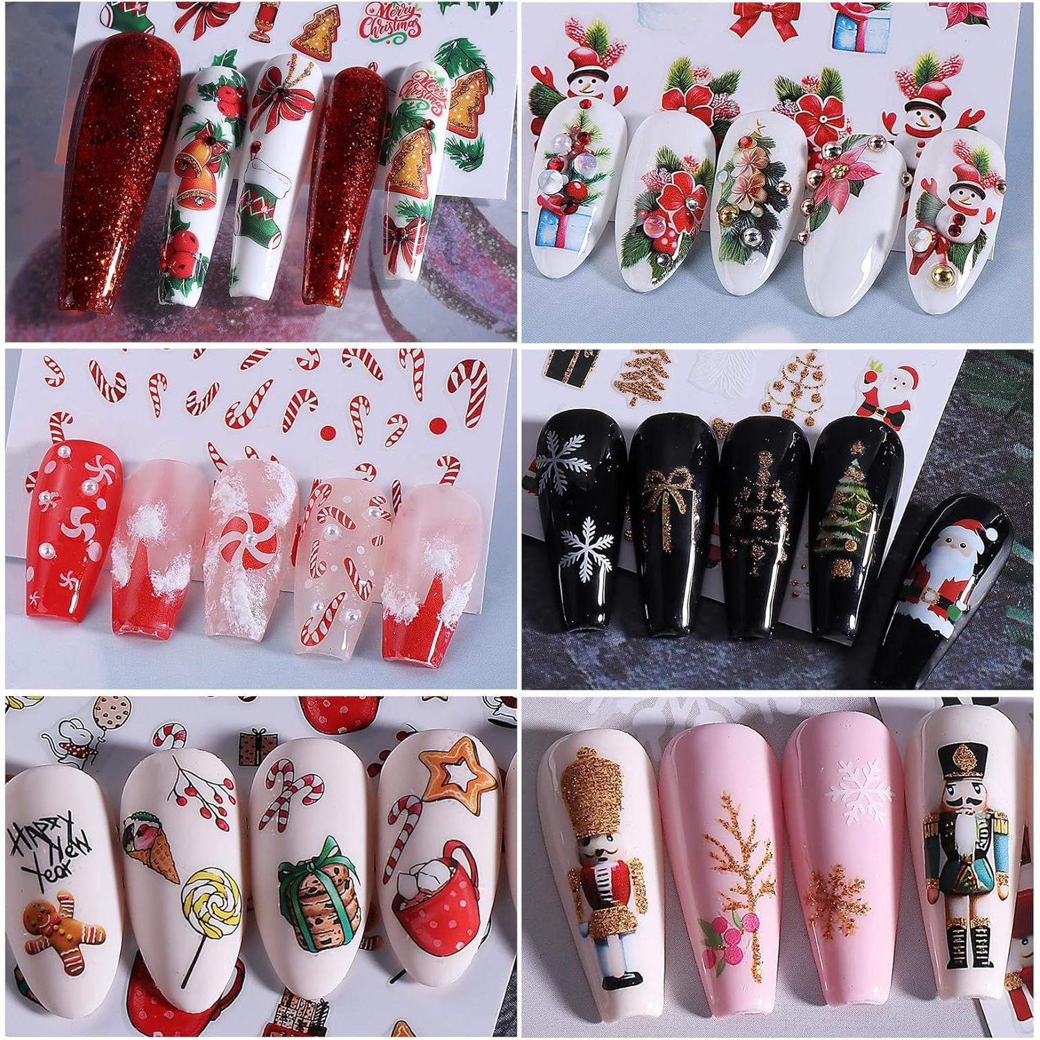 Calcomanías de Uñas 3D STZPRONAIL Navidad 16PCS Colorido