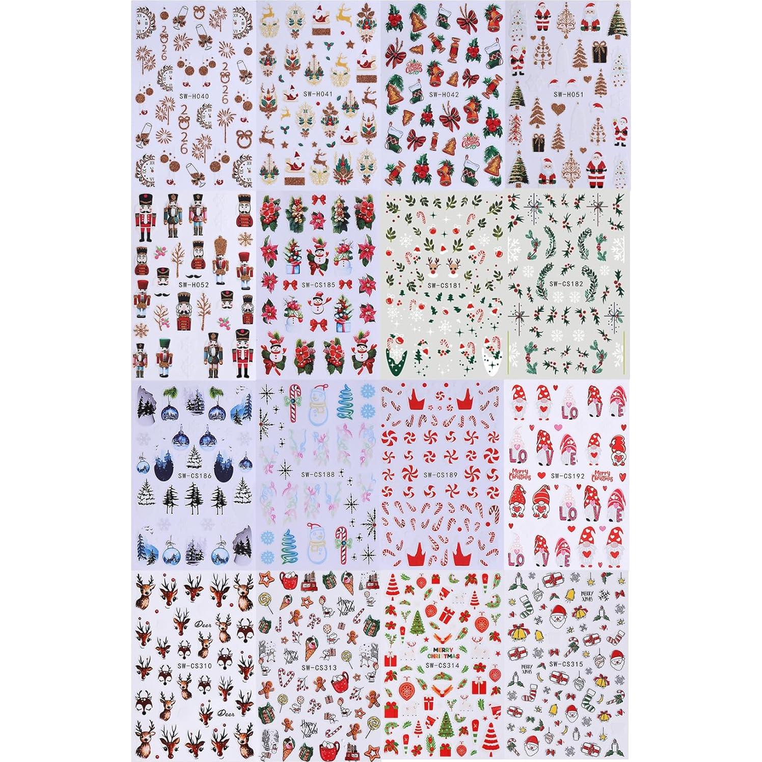 Calcomanías de Uñas 3D STZPRONAIL Navidad 16PCS Colorido