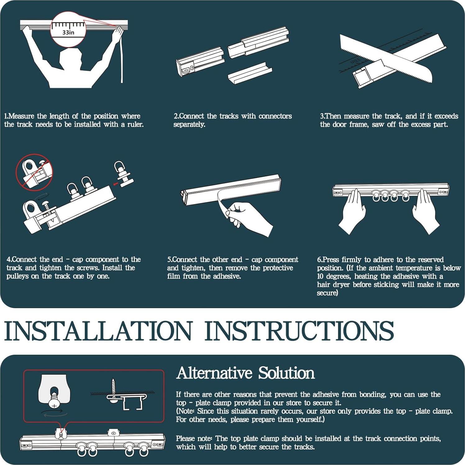 Riel de Cortina Adhesivo Gonnrly 1.66M Blanco Sin Perforar