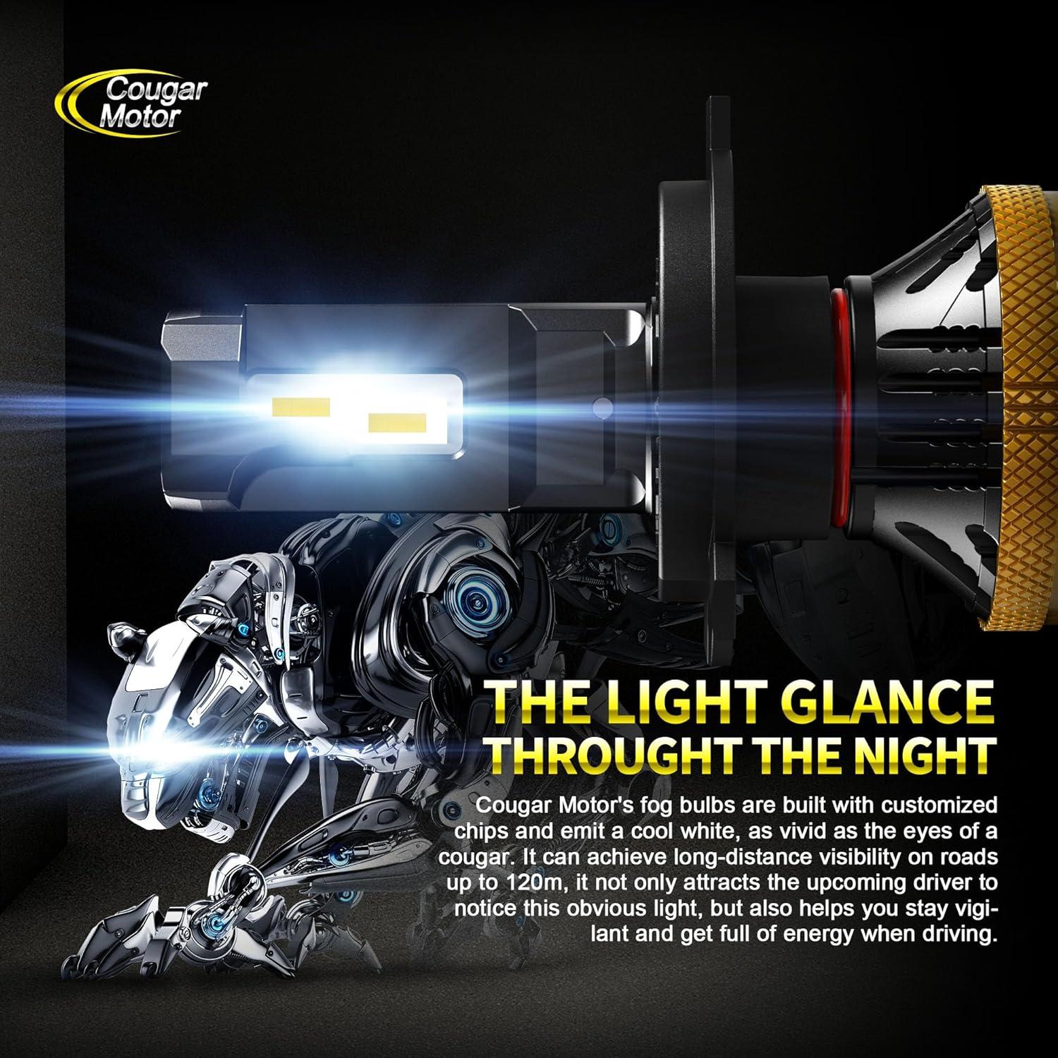 Bombillas de luz de niebla Cougar Motor H4 9003 6500K - Paquete de 2