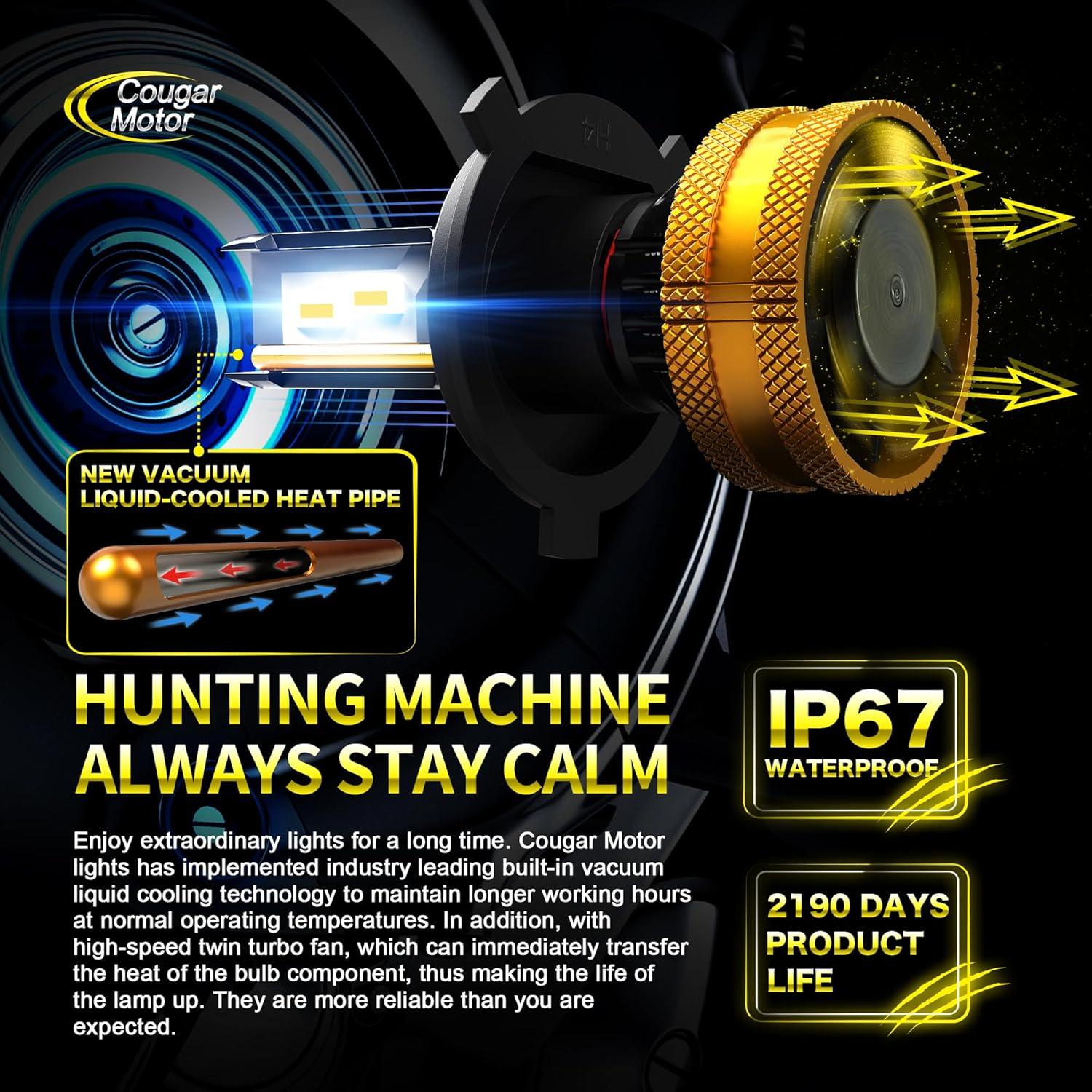 Bombillas de luz de niebla Cougar Motor H4 9003 6500K - Paquete de 2