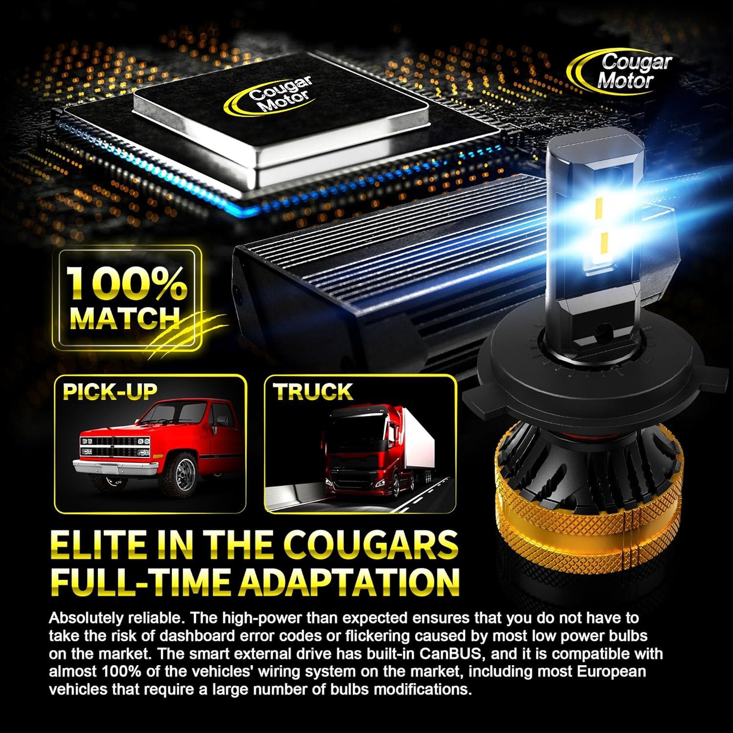 Bombillas de luz de niebla Cougar Motor H4 9003 6500K - Paquete de 2