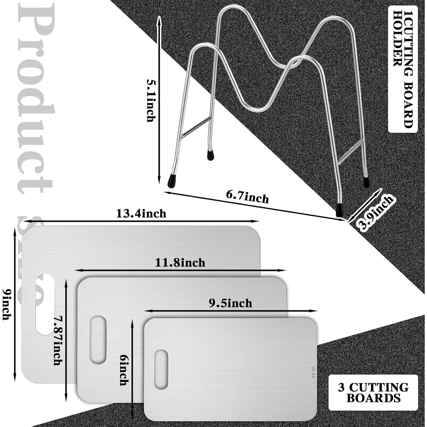 Juego de 3 Tablas de Cortar Acero Inoxidable Yaocom 15-23cm