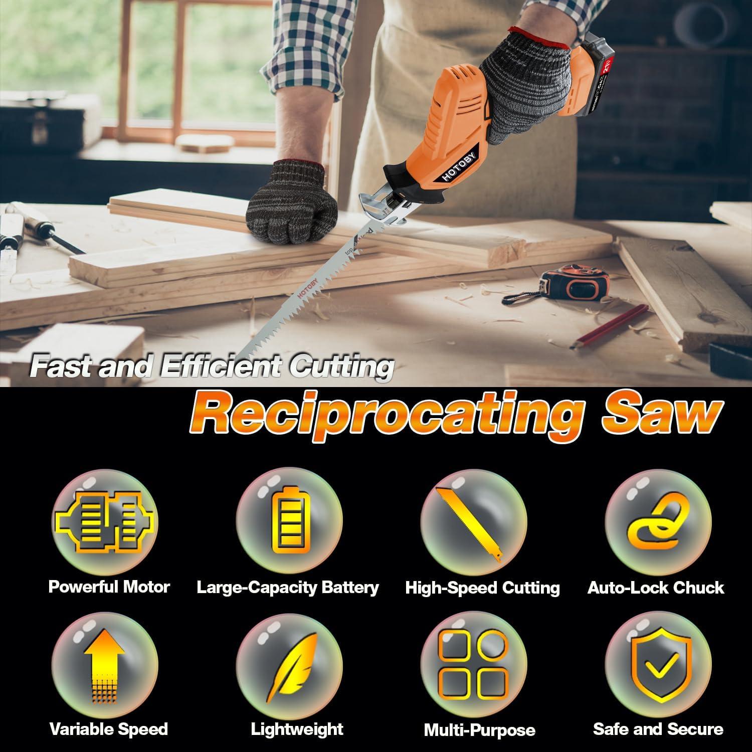 Sierra Recíproca Inalámbrica Hotoby 2 Baterías 8 Cuchillas