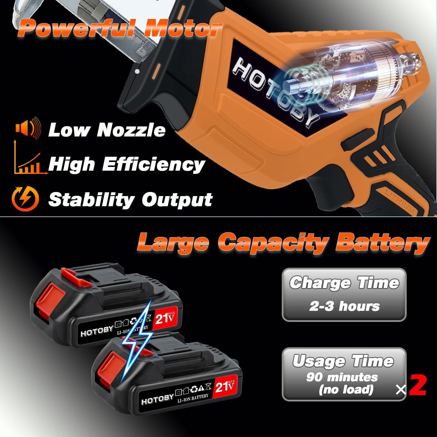 Sierra Recíproca Inalámbrica Hotoby 2 Baterías 8 Cuchillas