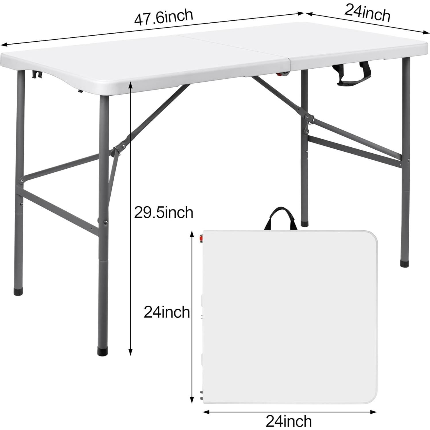 Mesa Plegable WGCTEK 1.22 m Blanca para Camping y Eventos