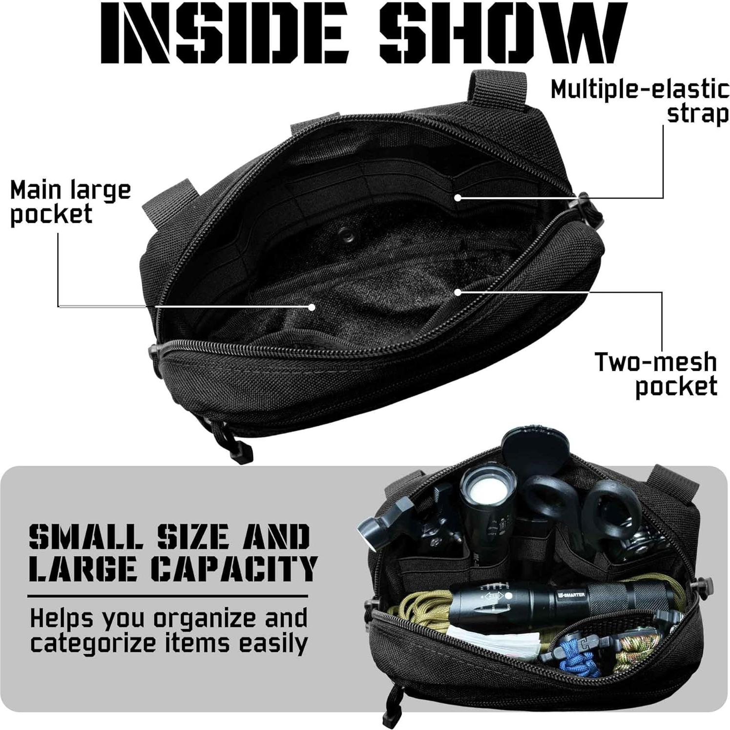 Pouch Táctico Molle VIIDOO Negro 20.6x13 cm Resistente al Agua