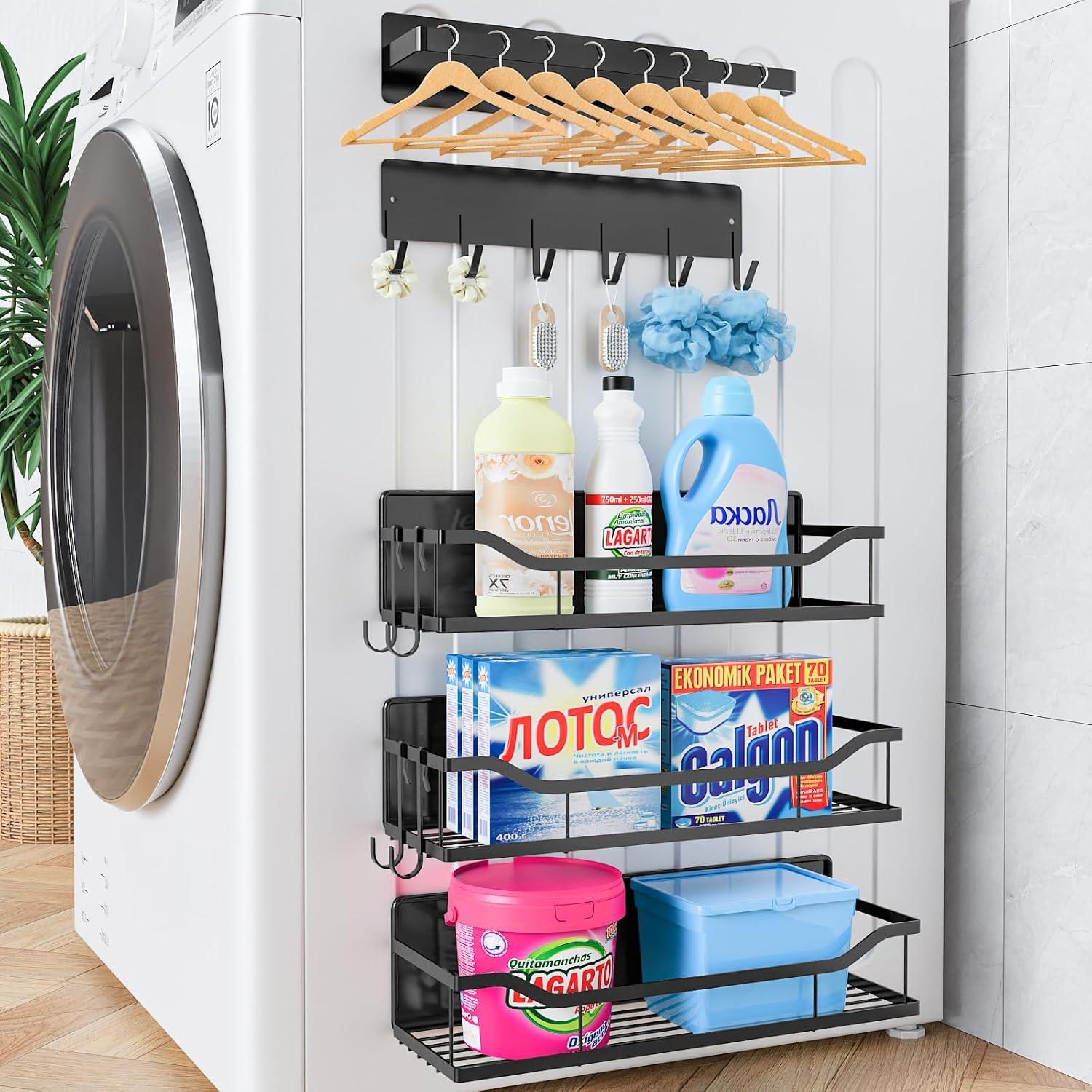 Estante Magnético MIMIyasha 5 Pcs Negro para Cocina y Lavadora