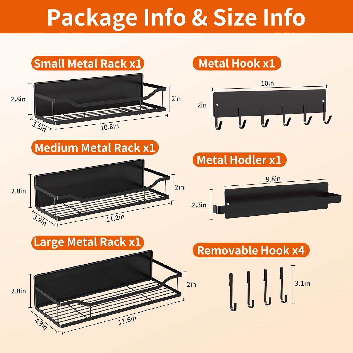 Estante Magnético MIMIyasha 5 Pcs Negro para Cocina y Lavadora