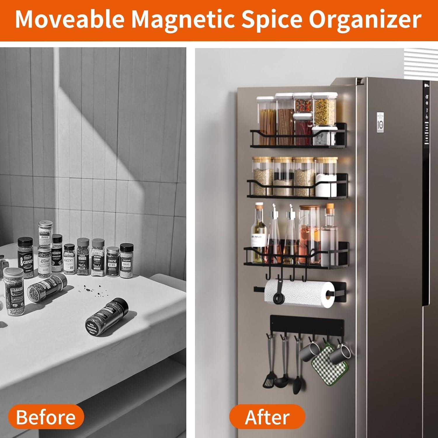 Estante Magnético MIMIyasha 5 Pcs Negro para Cocina y Lavadora