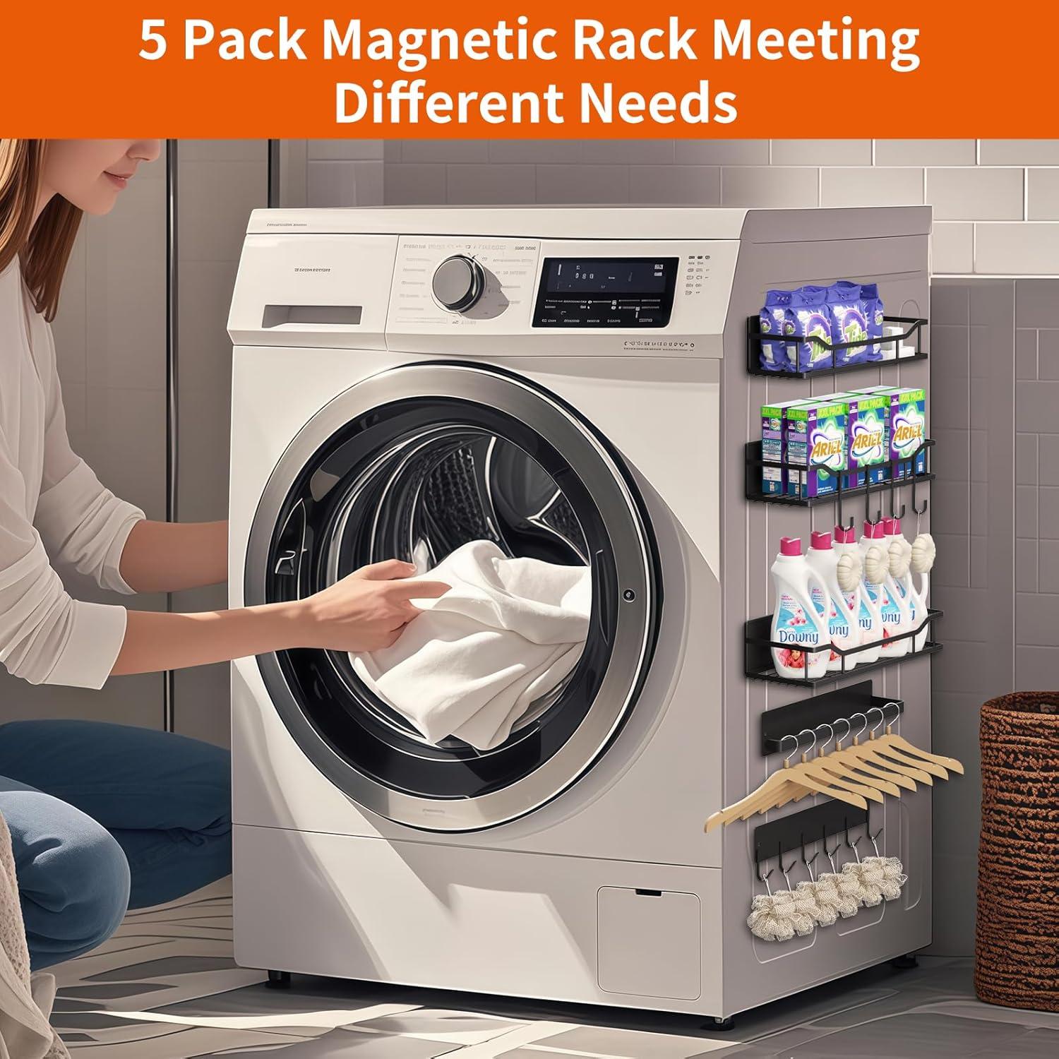 Estante Magnético MIMIyasha 5 Pcs Negro para Cocina y Lavadora