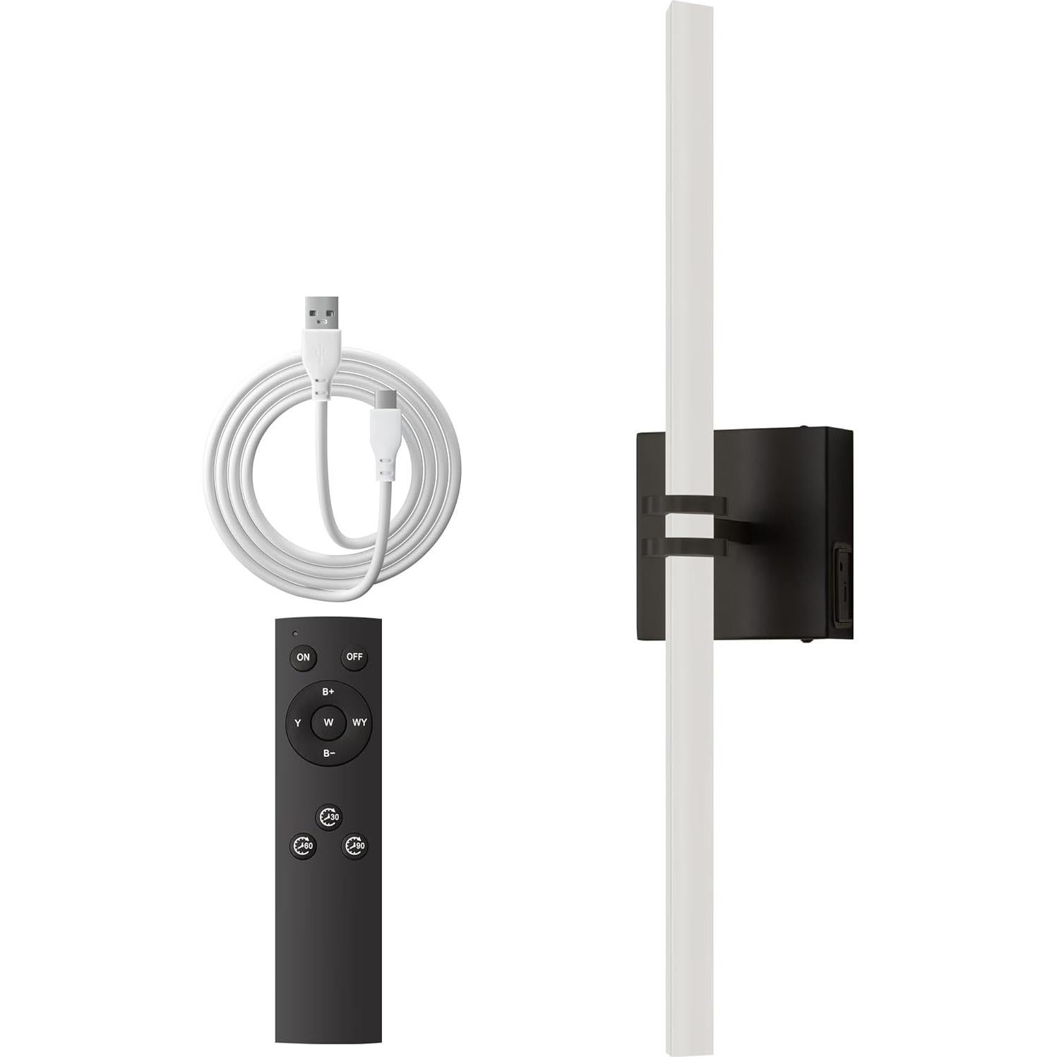 Aplique de Pared Inalámbrico Eicrkodn 55.88 cm Negro con Control Remoto