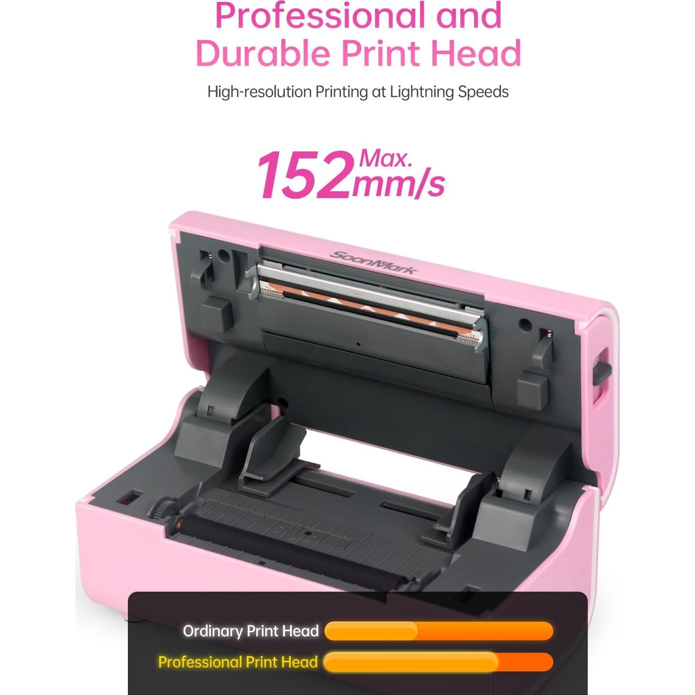 Impresora Térmica de Etiquetas Bluetooth Soonmark M4201 Rosa 4x6