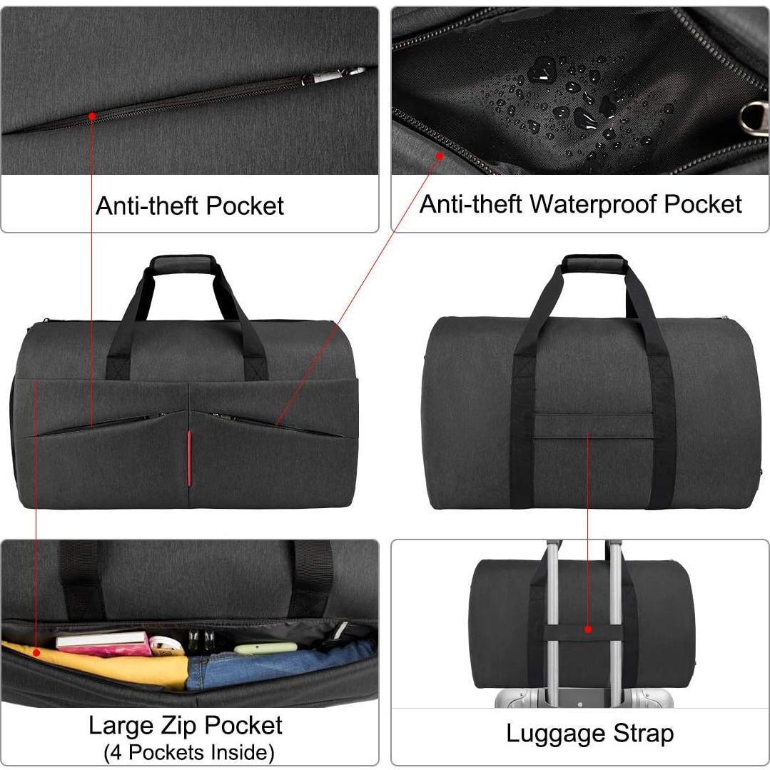 Bolsa de viaje convertible NUBILY 55L con compartimento para zapatos