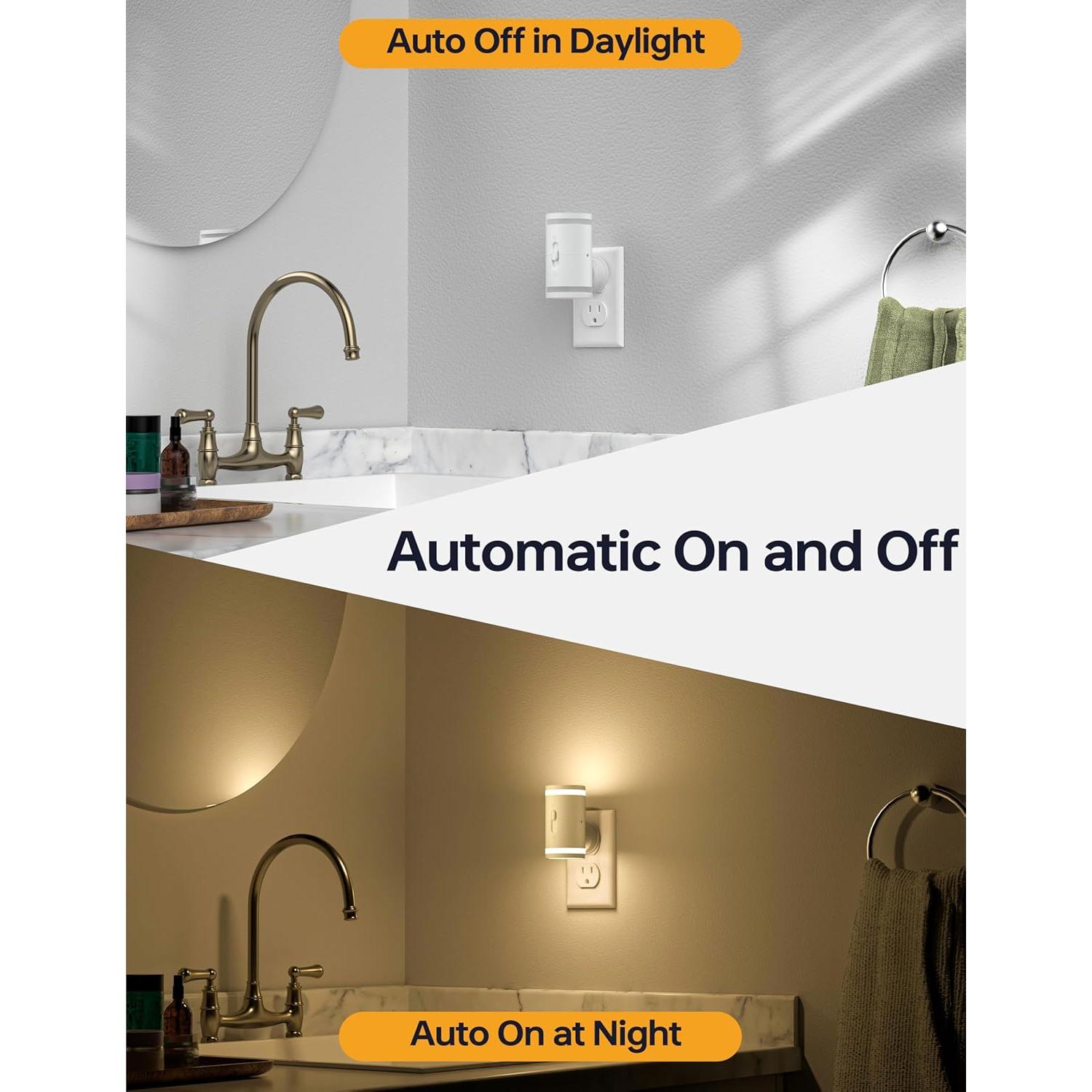 Luz Nocturna KINDEEP Enchufada con Sensor 3000K 5-120LM 2 Pzas