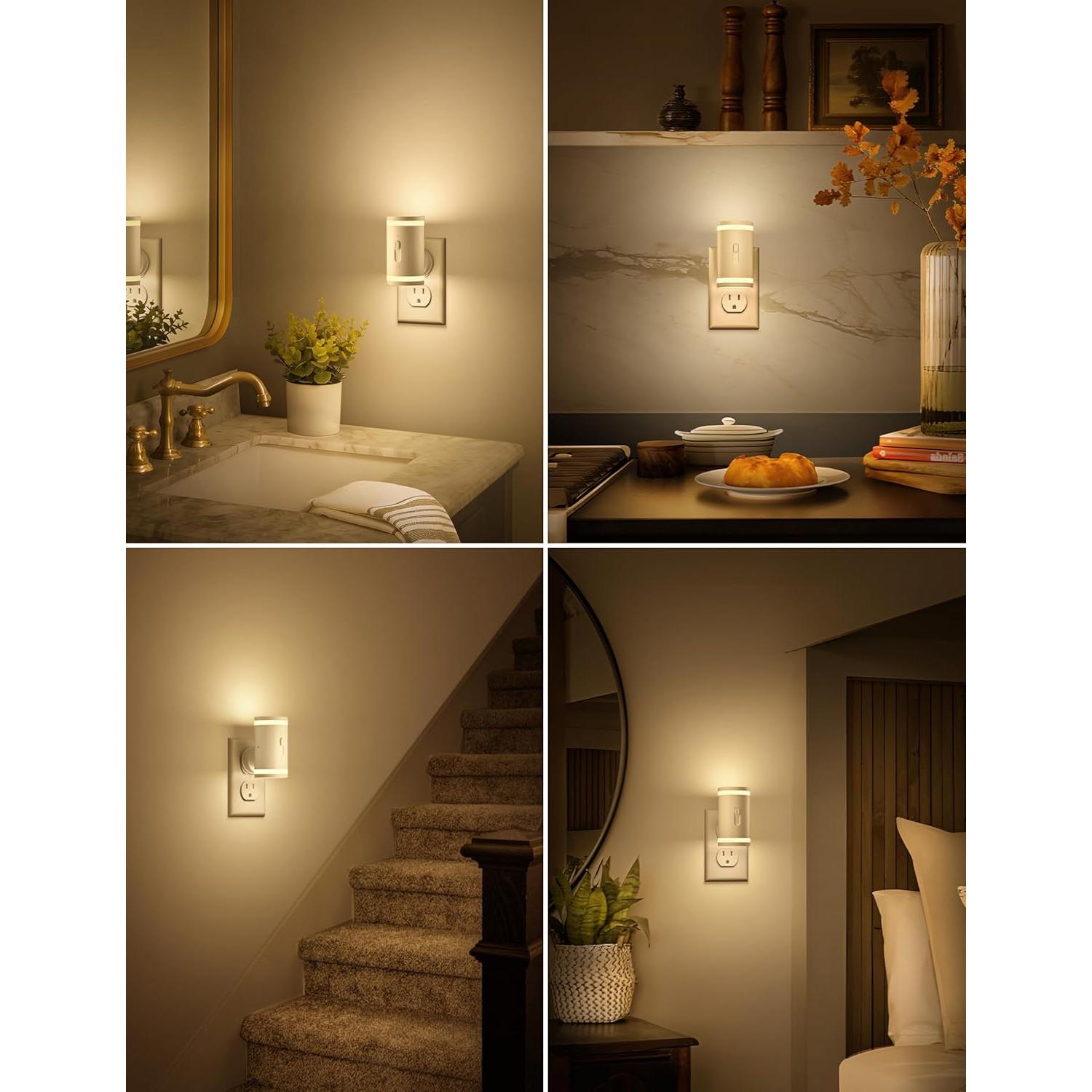 Luz Nocturna KINDEEP Enchufada con Sensor 3000K 5-120LM 2 Pzas