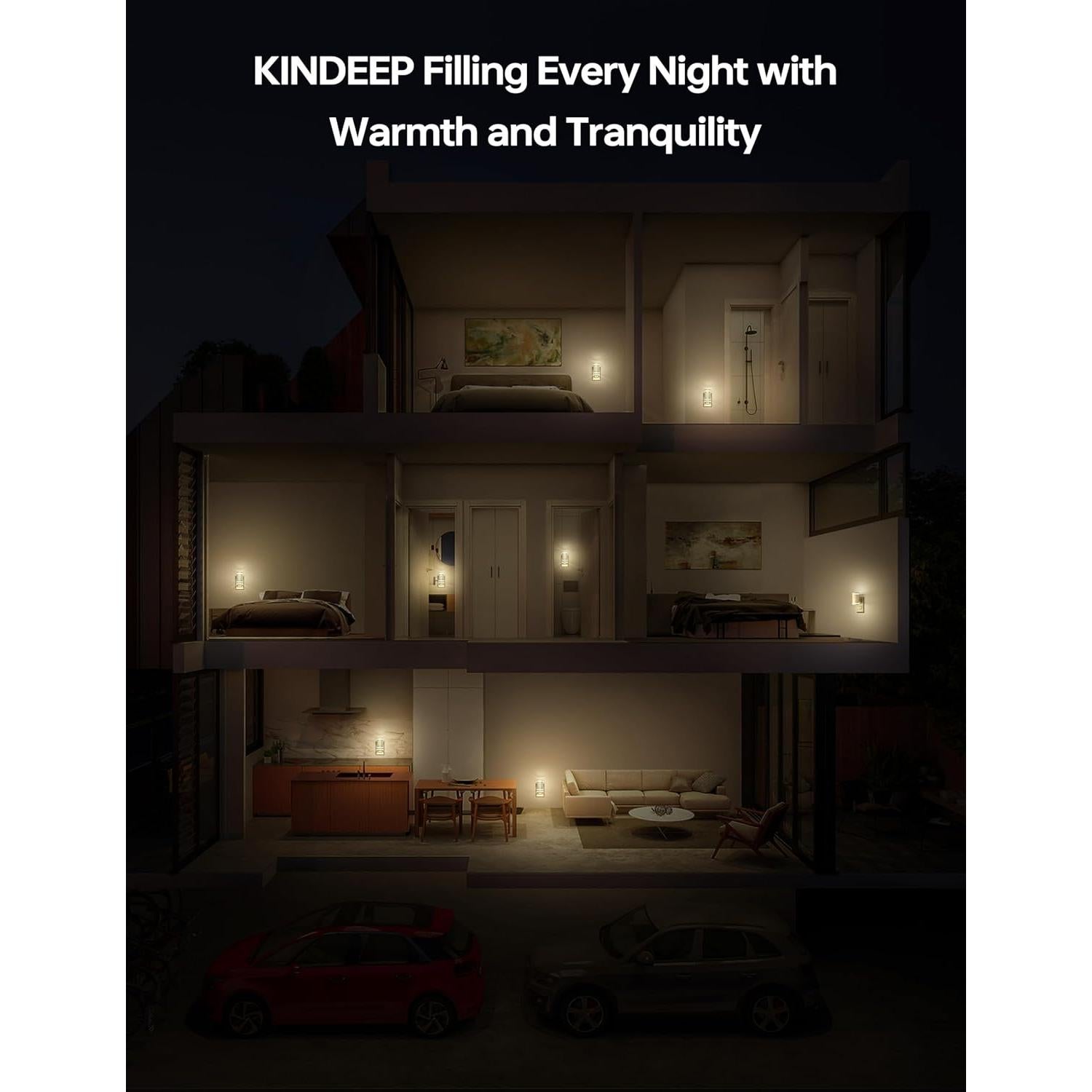Luz Nocturna KINDEEP Enchufada con Sensor 3000K 5-120LM 2 Pzas