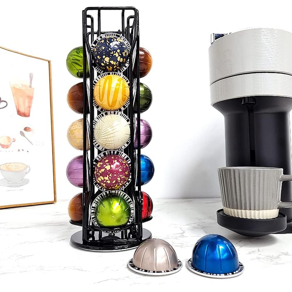 Soporte para cápsulas de café ZECENN para Nespresso Vertuoline - 20 cápsulas, rotación 360°