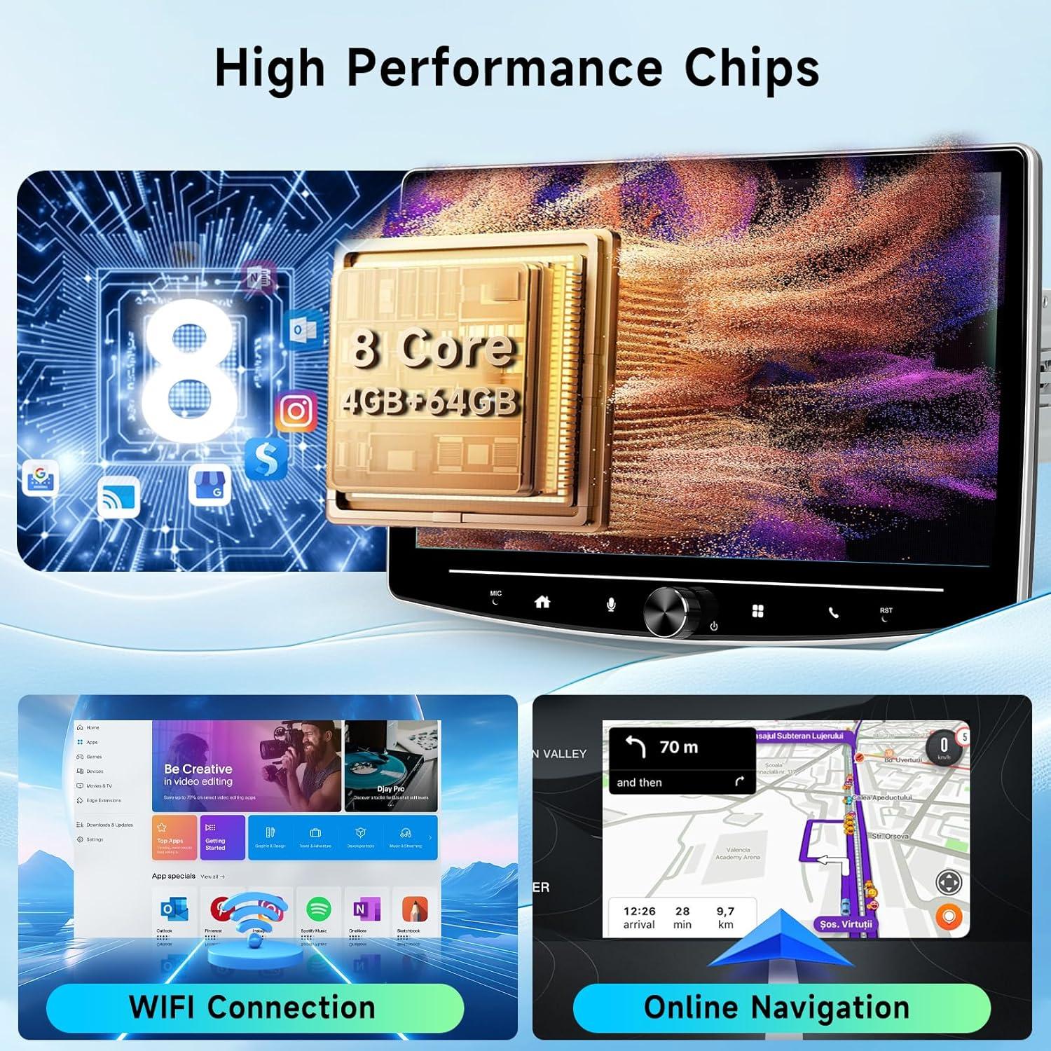 Estéreo de coche Android Hodozzy 10.1" 4G+64G CarPlay Bluetooth