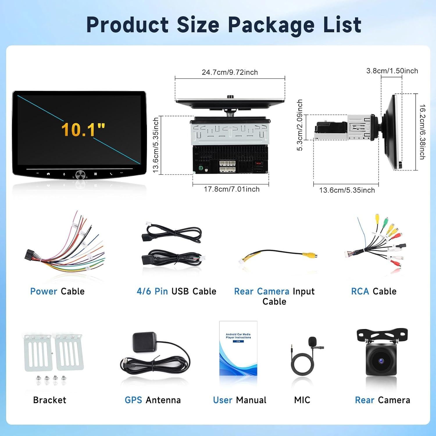 Estéreo de coche Android Hodozzy 10.1" 4G+64G CarPlay Bluetooth