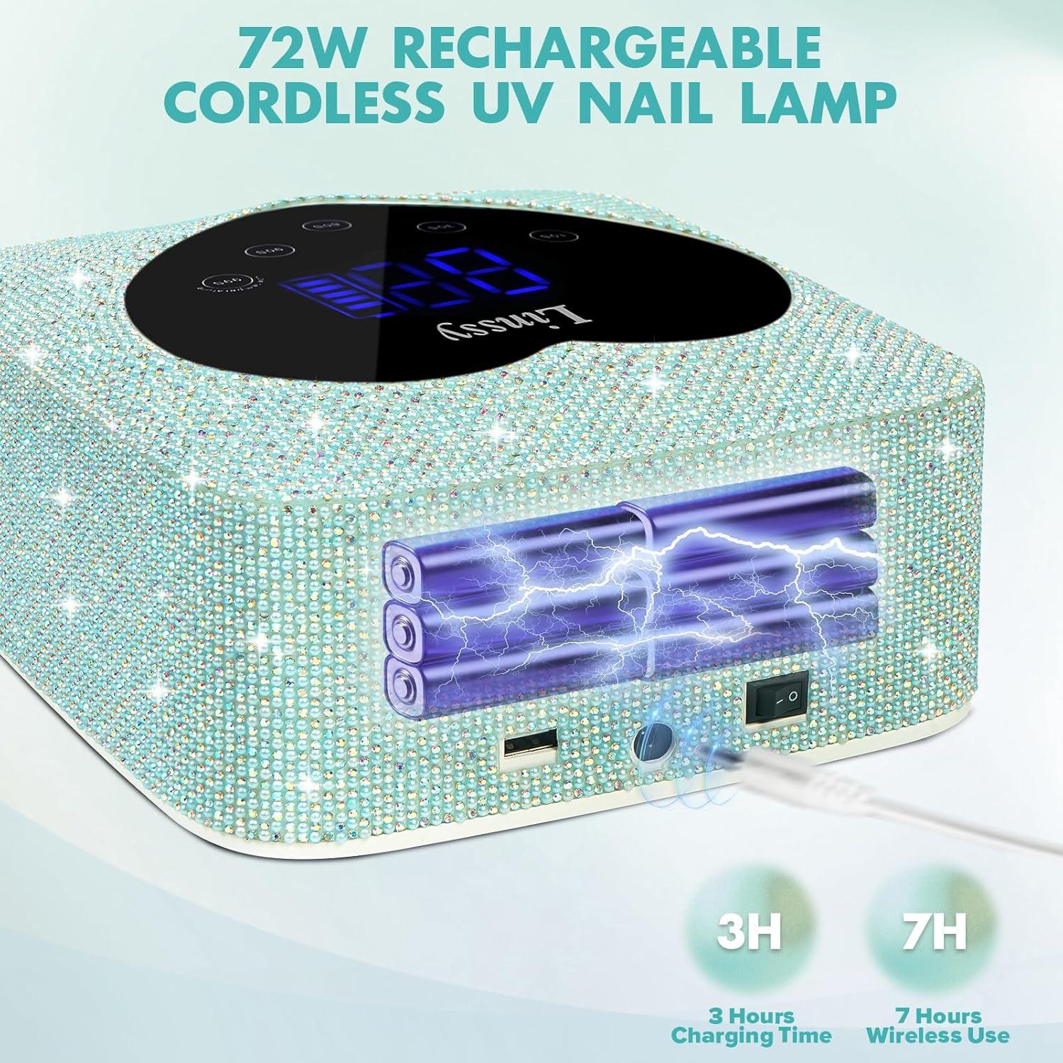 Lámpara de Uñas UV LED Inalámbrica 72W con Pantalla Táctil