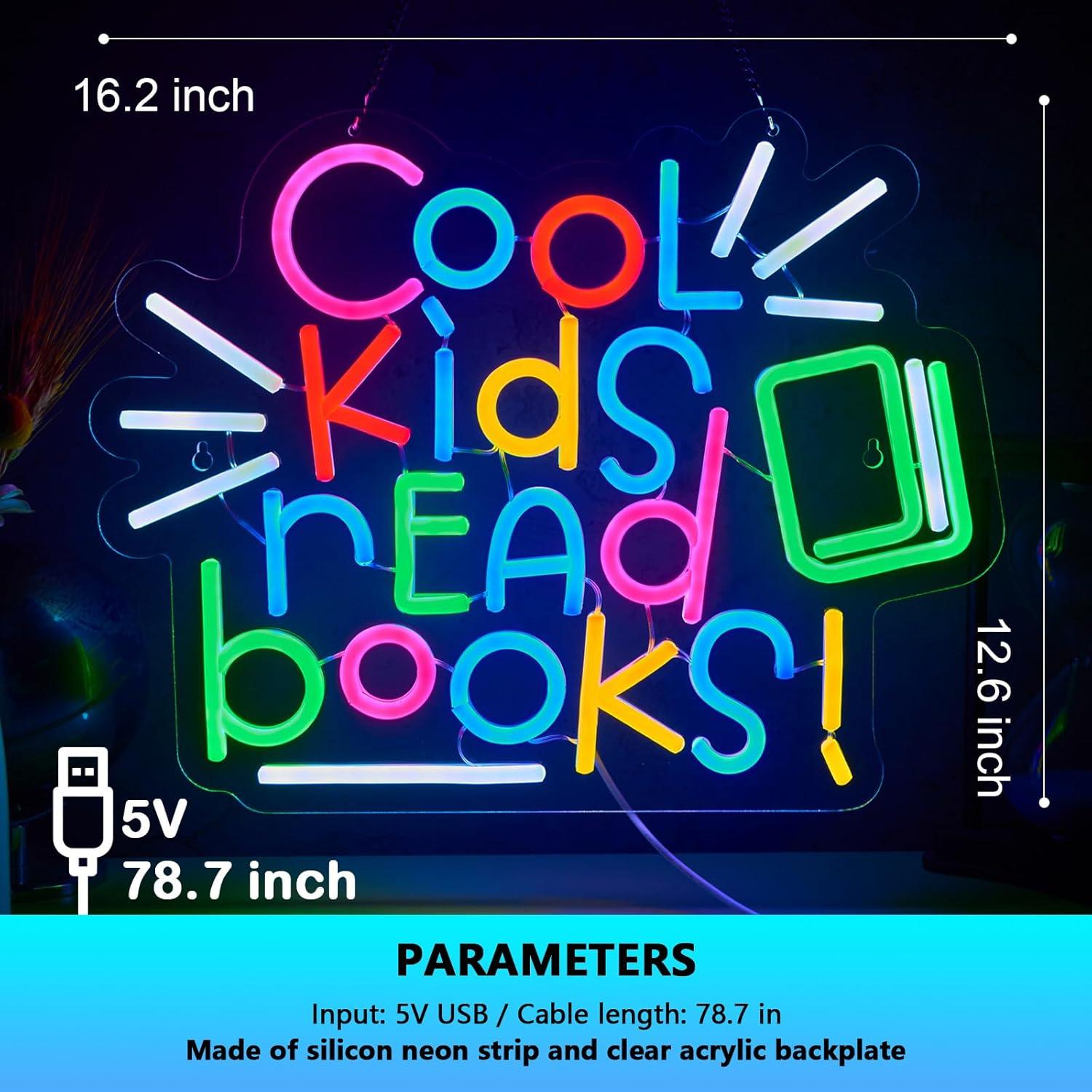 Letrero Neón LED Jimeva 'Los Niños Geniales Leen Libros' 41x32cm