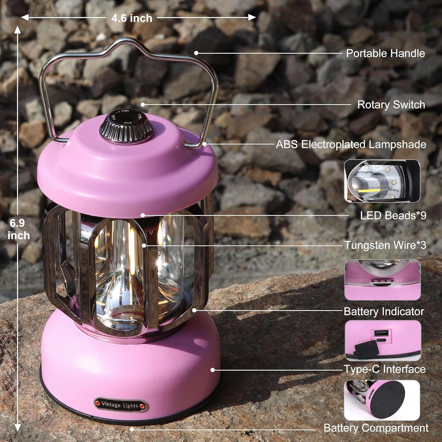 Linterna Retro LED Recargable SEAMAGIC 2000mAh Rosa