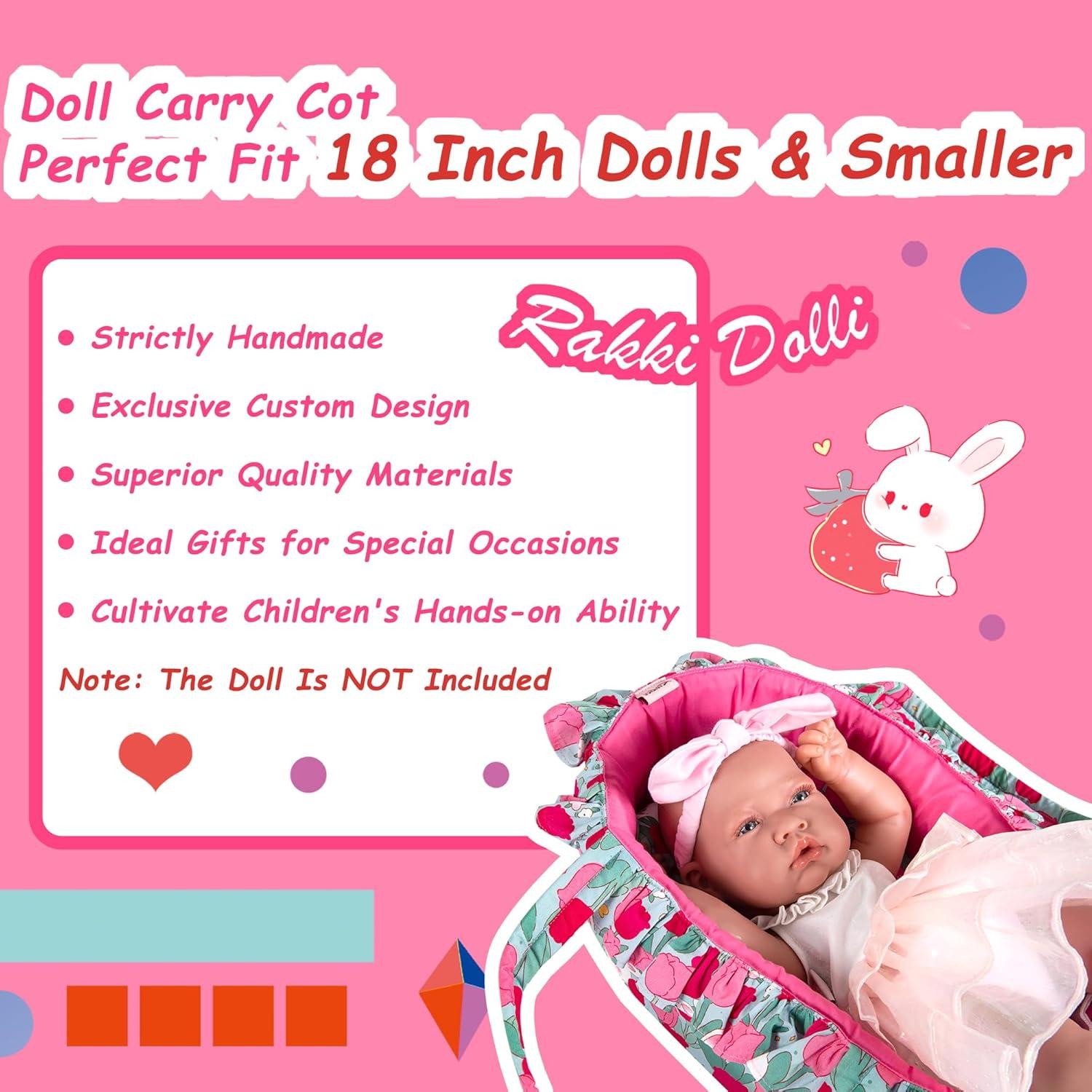 Juego de Cuna para Muñecas Rakki Dolli Rosa 3 Piezas