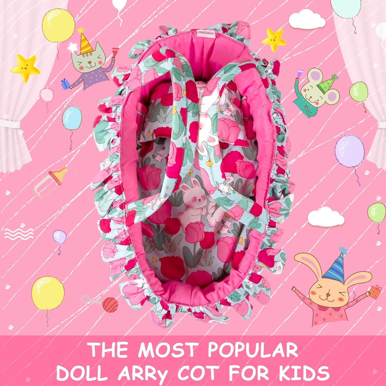 Juego de Cuna para Muñecas Rakki Dolli Rosa 3 Piezas