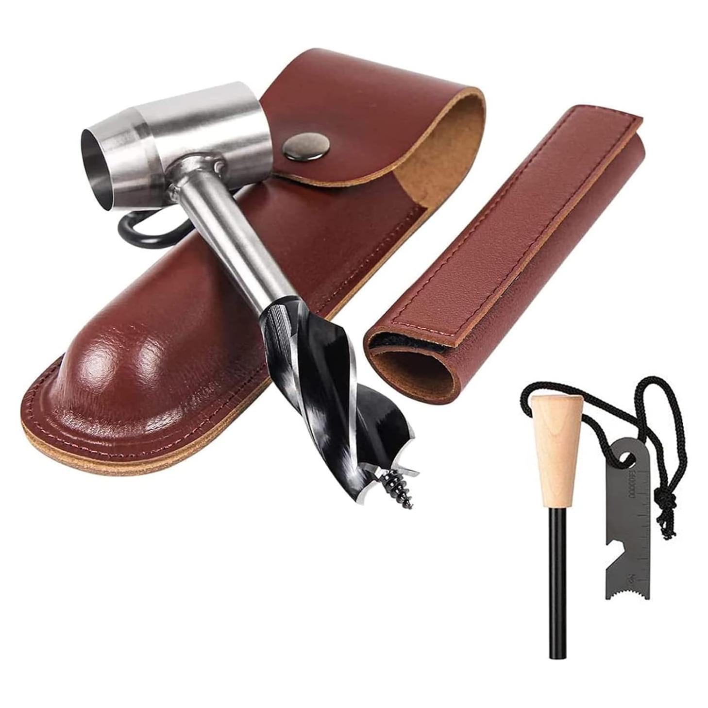 Auger Manual Scotch Eye HNONPW con Funda de Cuero 5cm Marrón