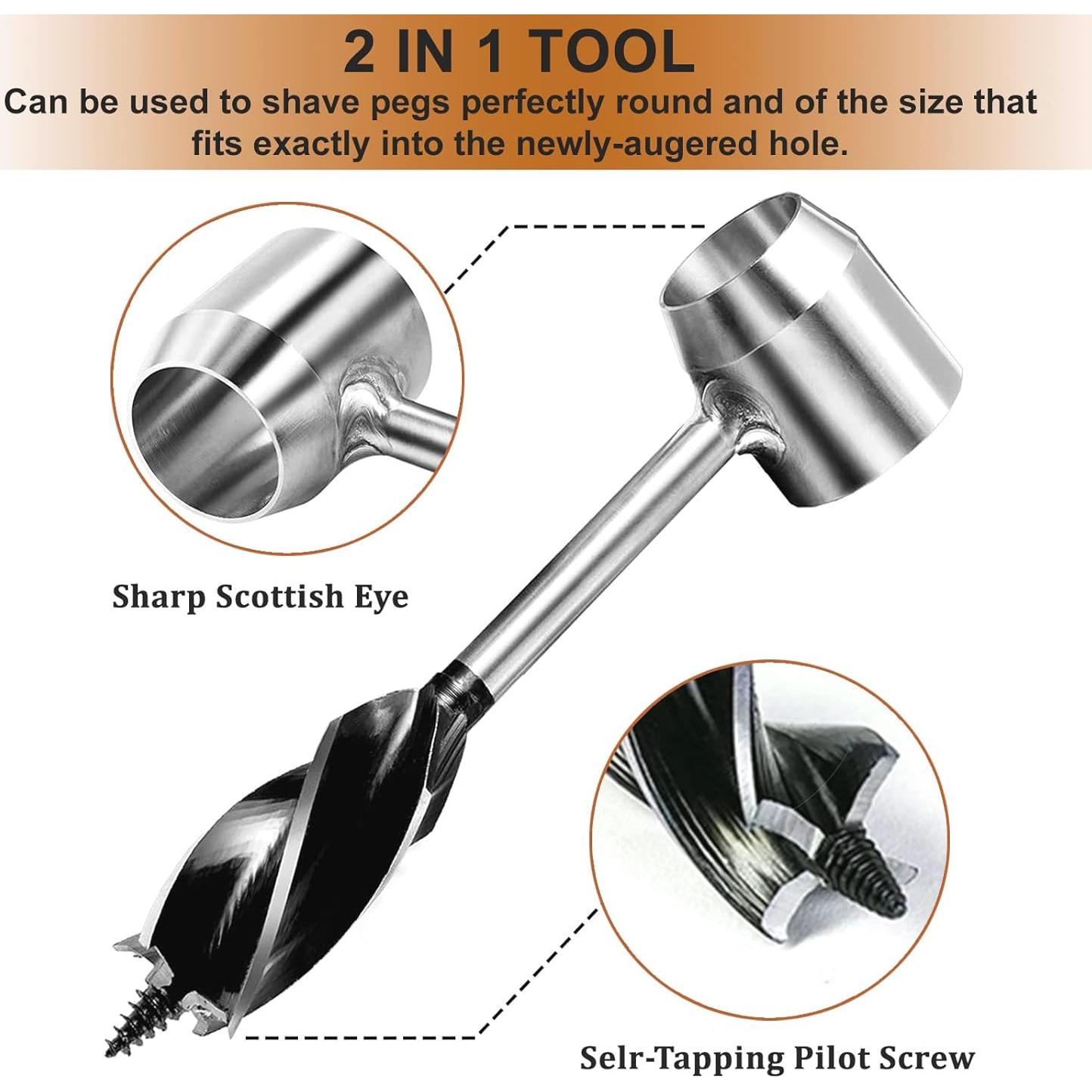 Auger Manual Scotch Eye HNONPW con Funda de Cuero 5cm Marrón