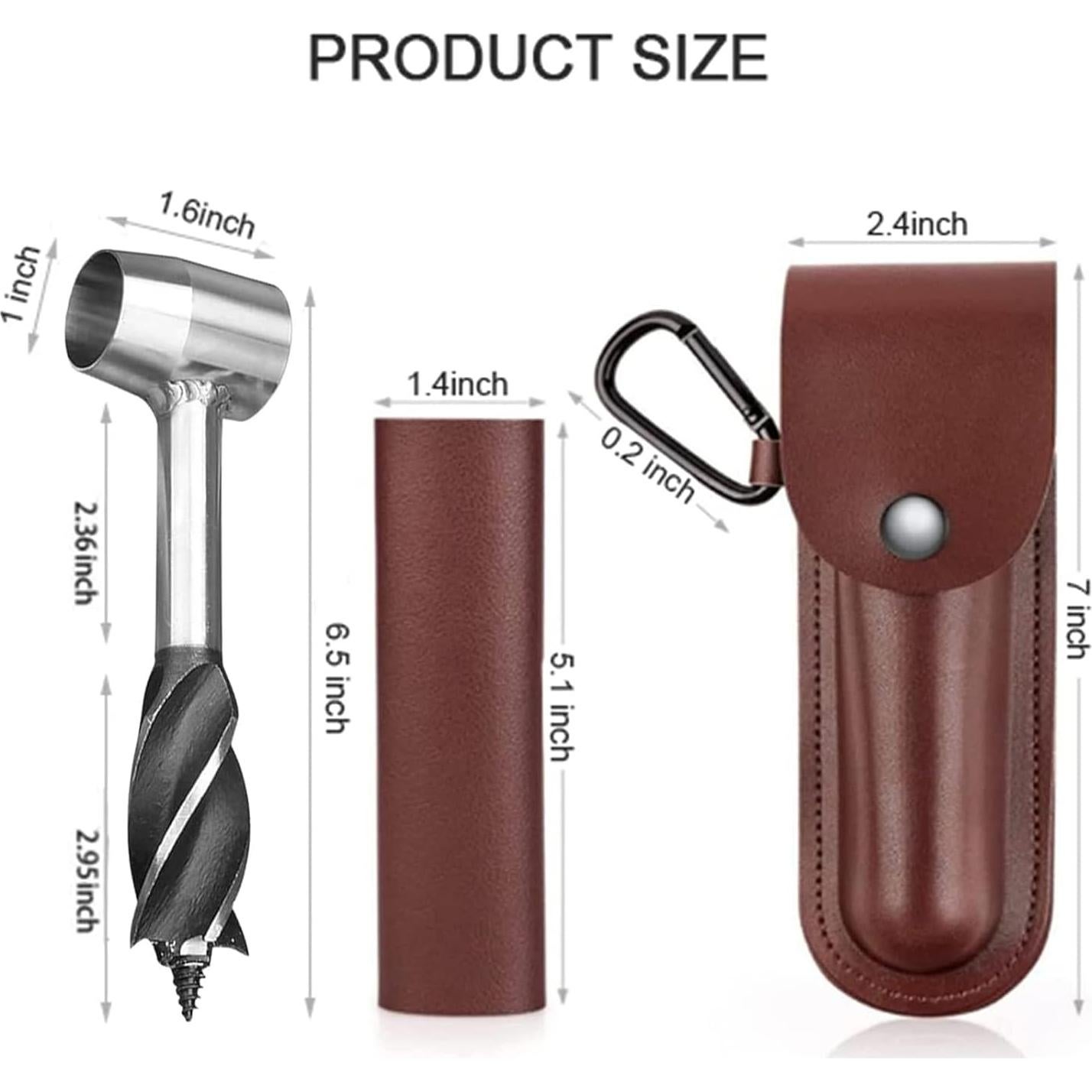 Auger Manual Scotch Eye HNONPW con Funda de Cuero 5cm Marrón