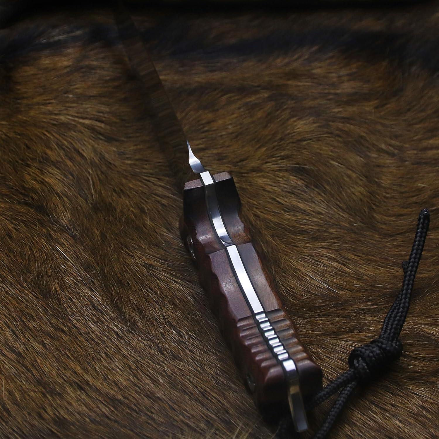 Cuchillo Fijo BA-KOR 26.5cm Acero 9CR18MOV Mango Palo de Rosa