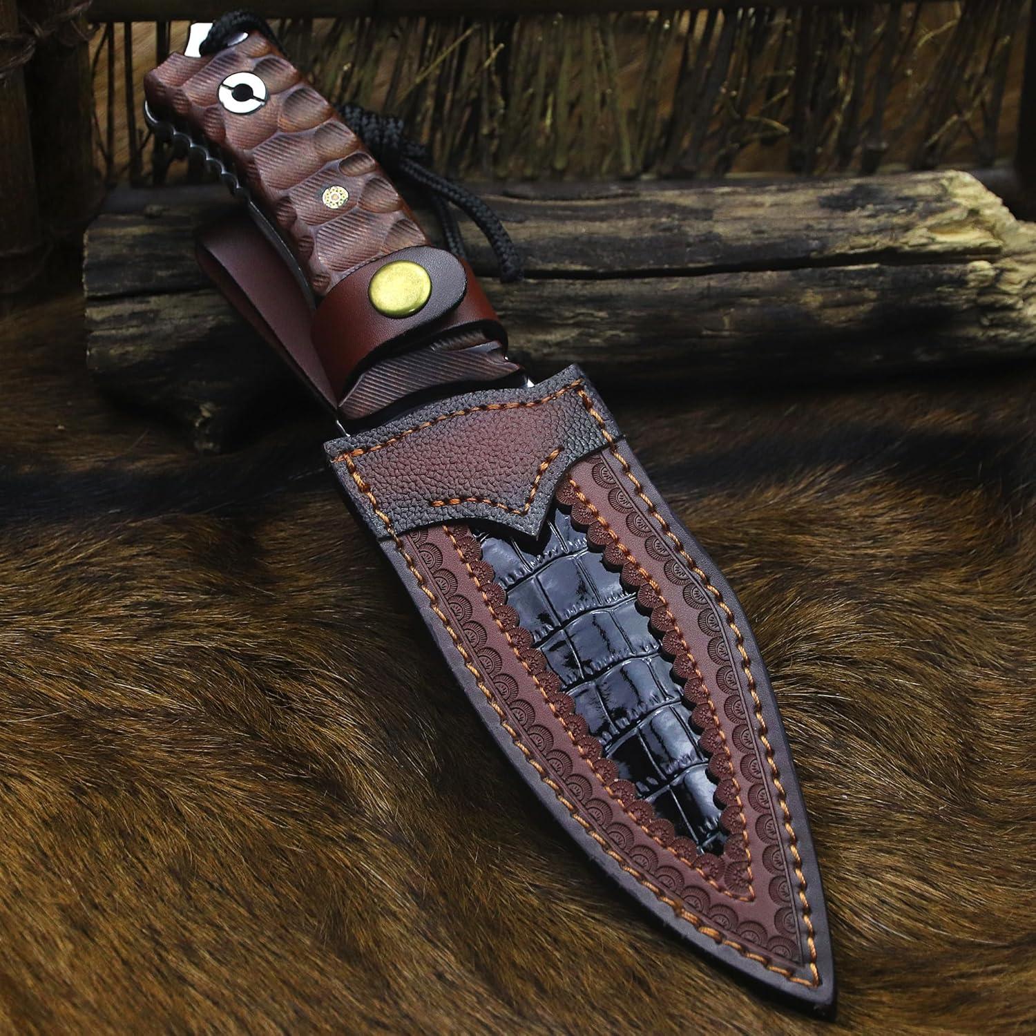 Cuchillo Fijo BA-KOR 26.5cm Acero 9CR18MOV Mango Palo de Rosa