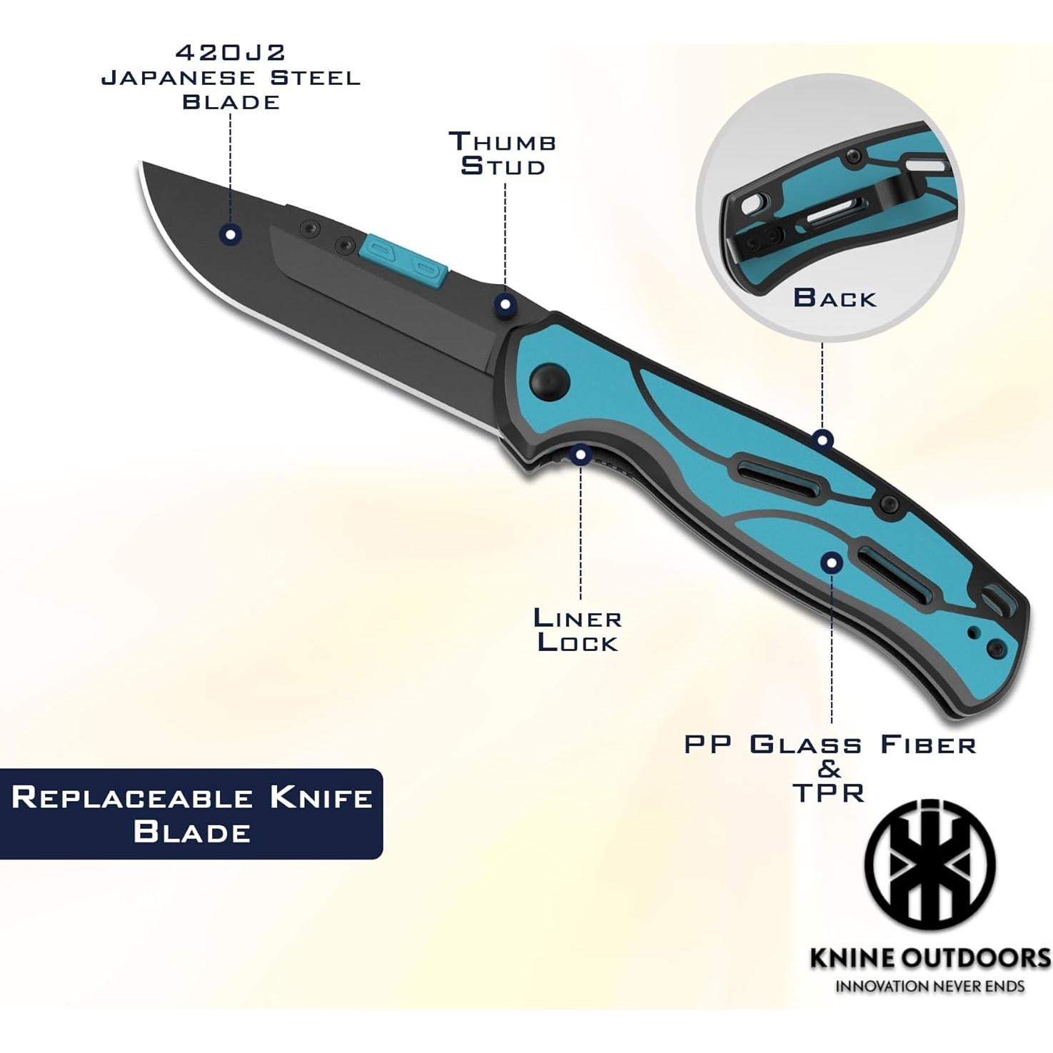 Cuchillo Plegable de Caza KNINE OUTDOORS con 9 Cuchillas Reemplazables