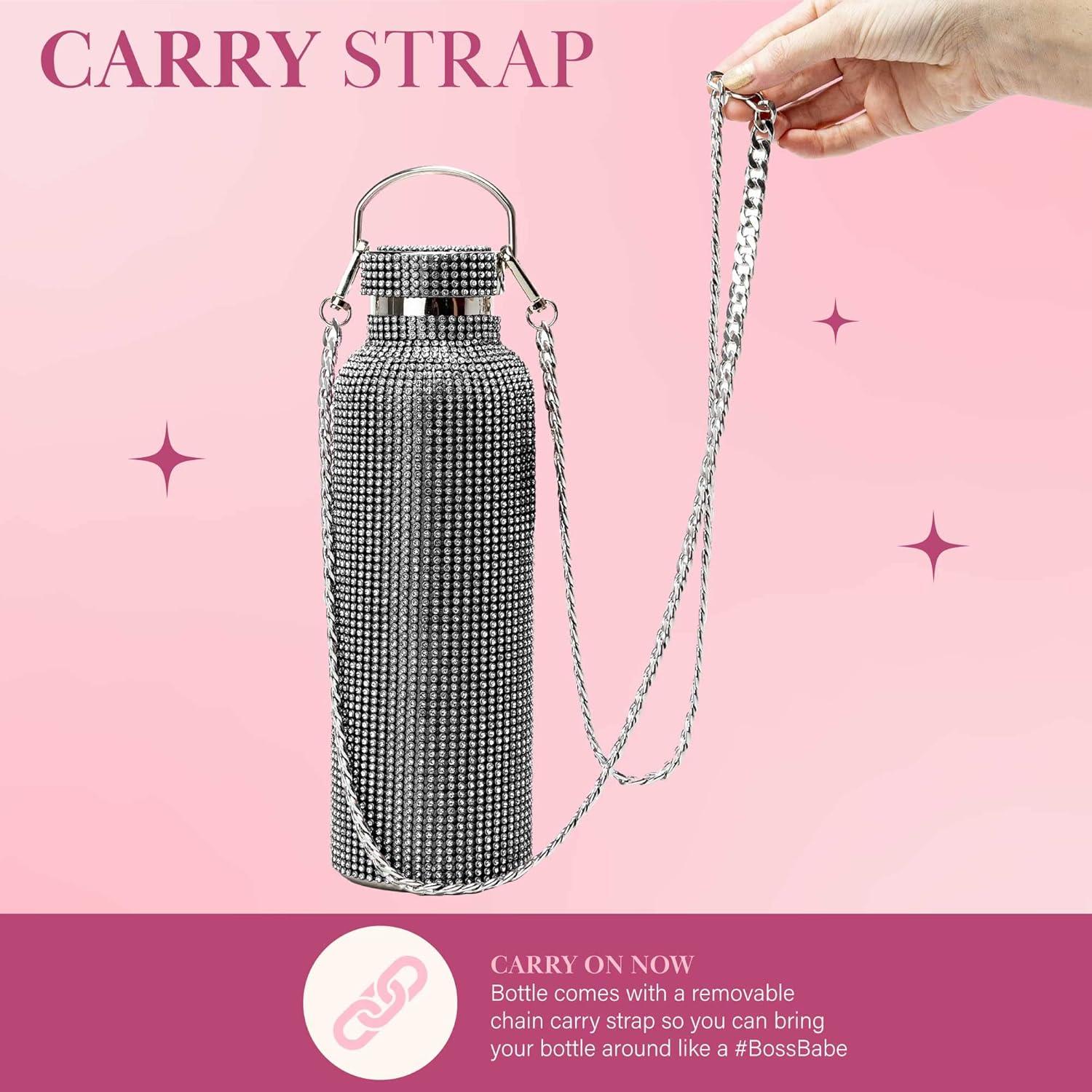 Botella de Agua Paris Hilton 750ml con Correa y Strass